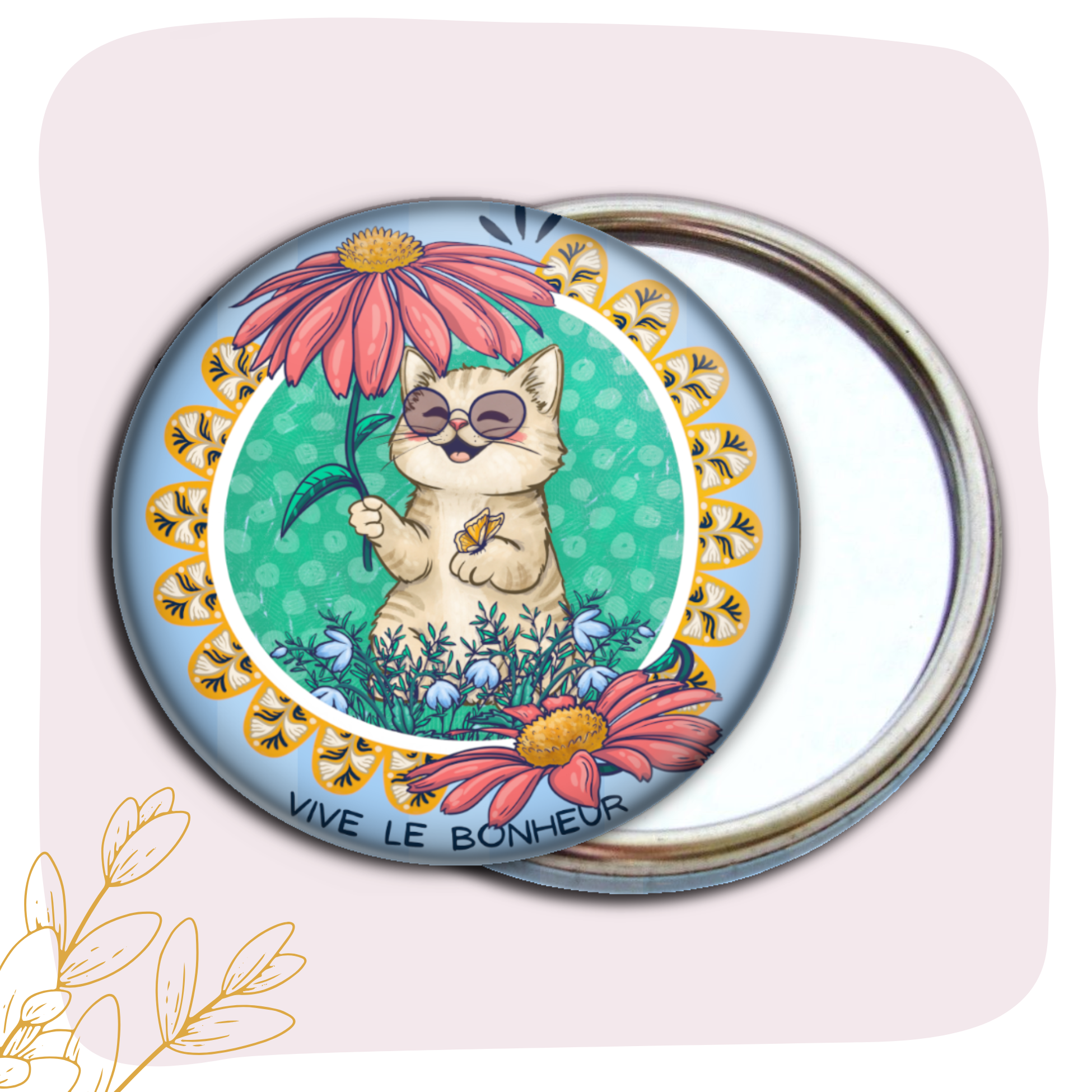 Miroir "Vive le bonheur"