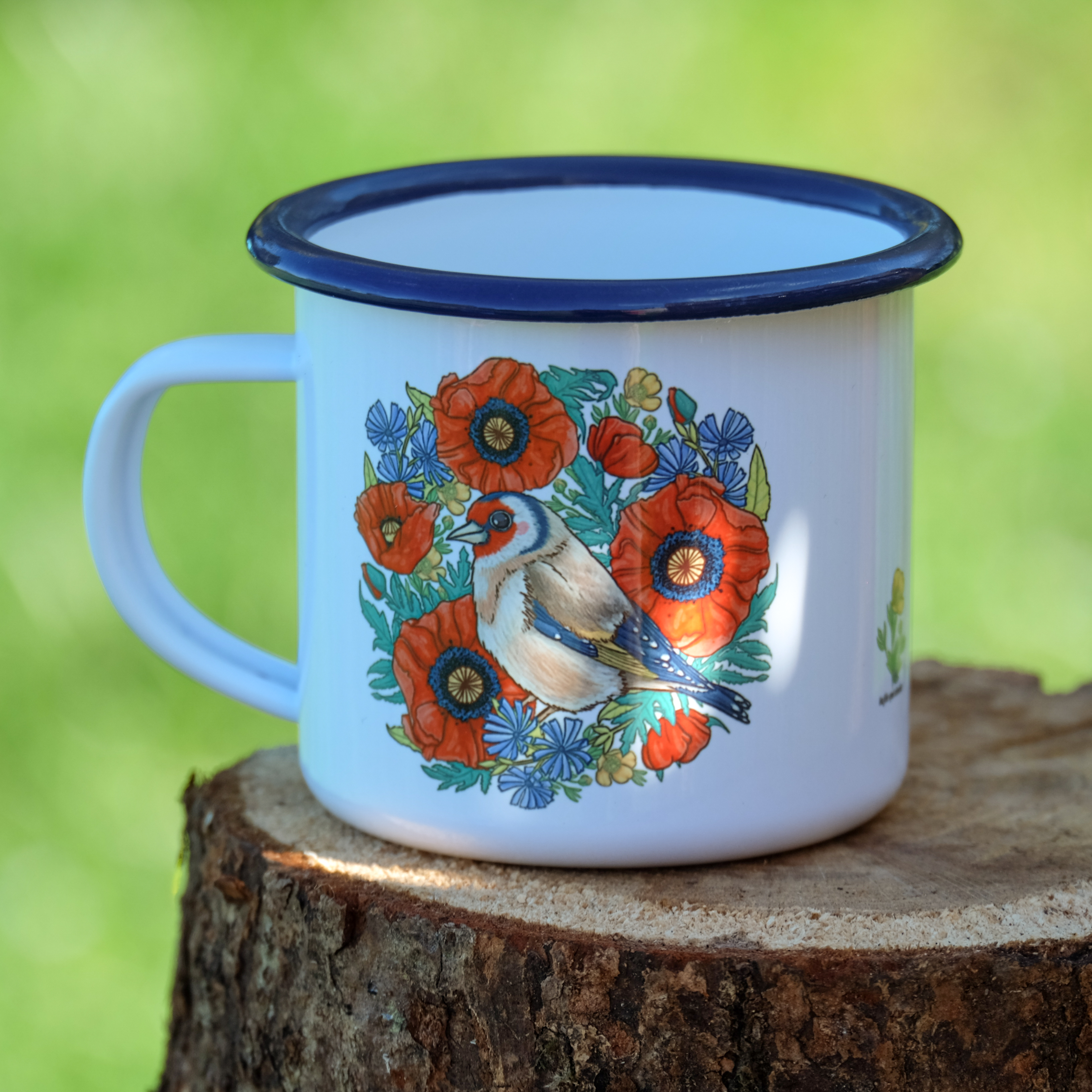 Tasse émaillé "Chardonneret élégant"