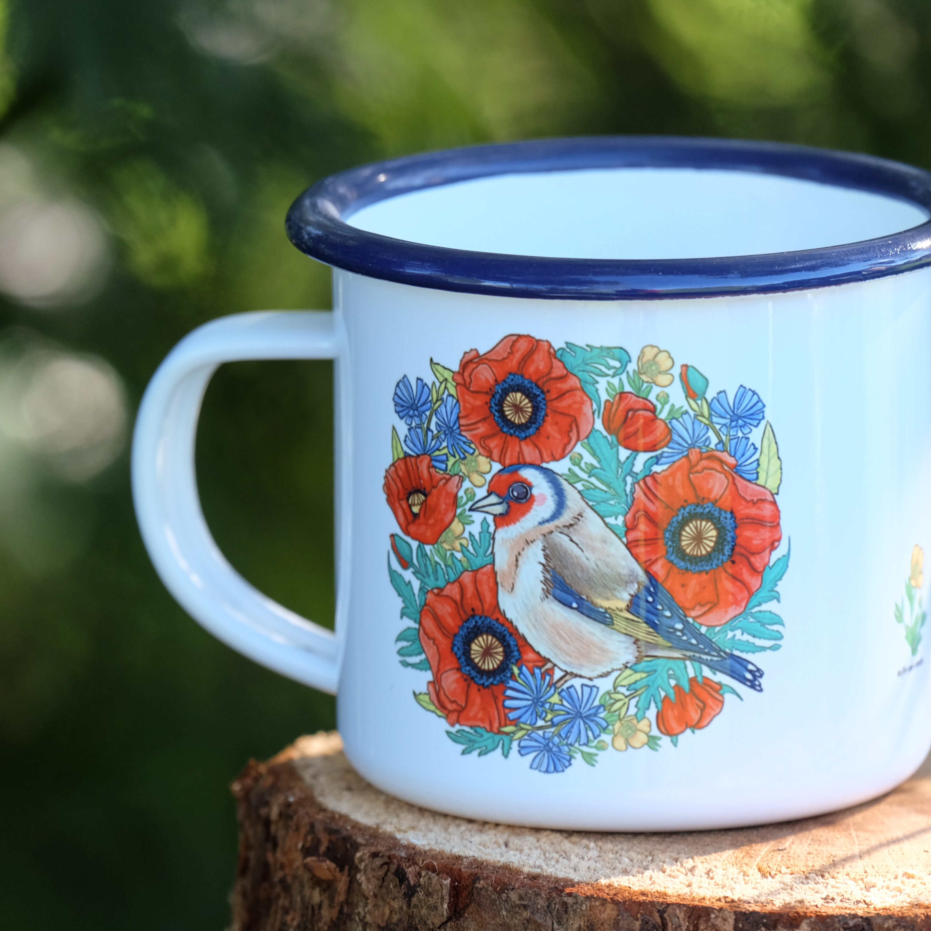 Tasse émaillé "Chardonneret élégant"