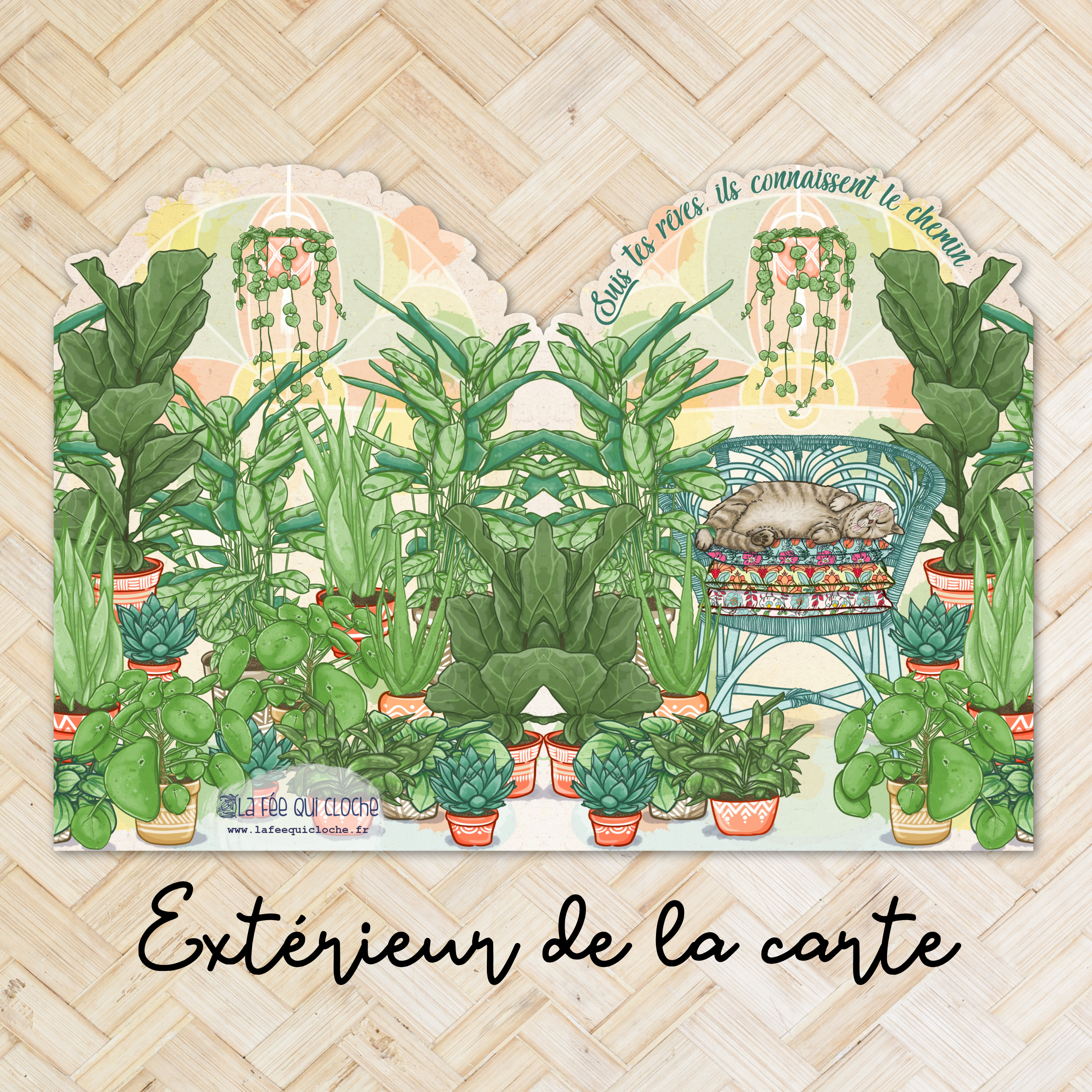 Carte postale découpé A5 "Suis tes rêves ..." et son enveloppe