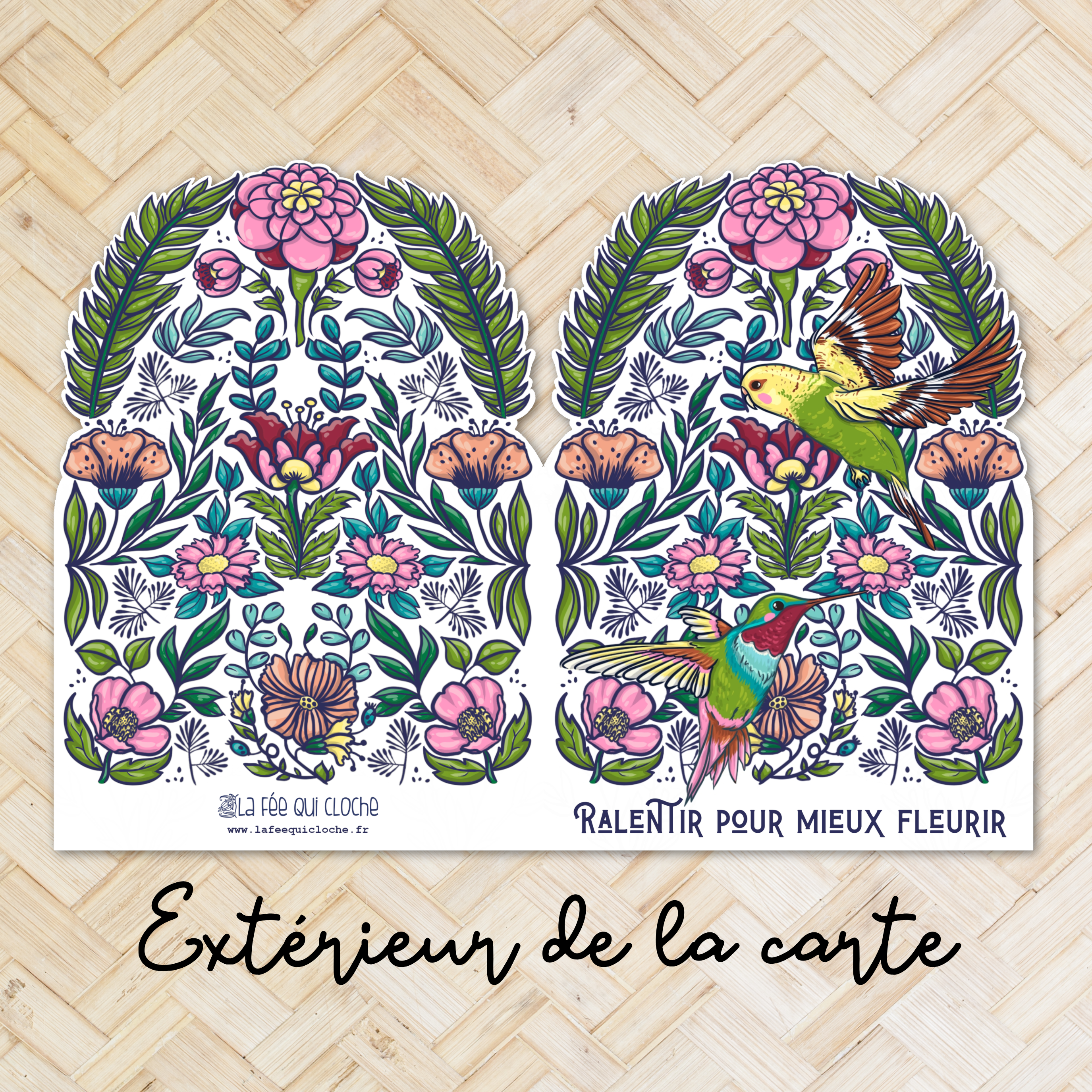 Carte postale découpé A5 "Envolée florale" et son enveloppe