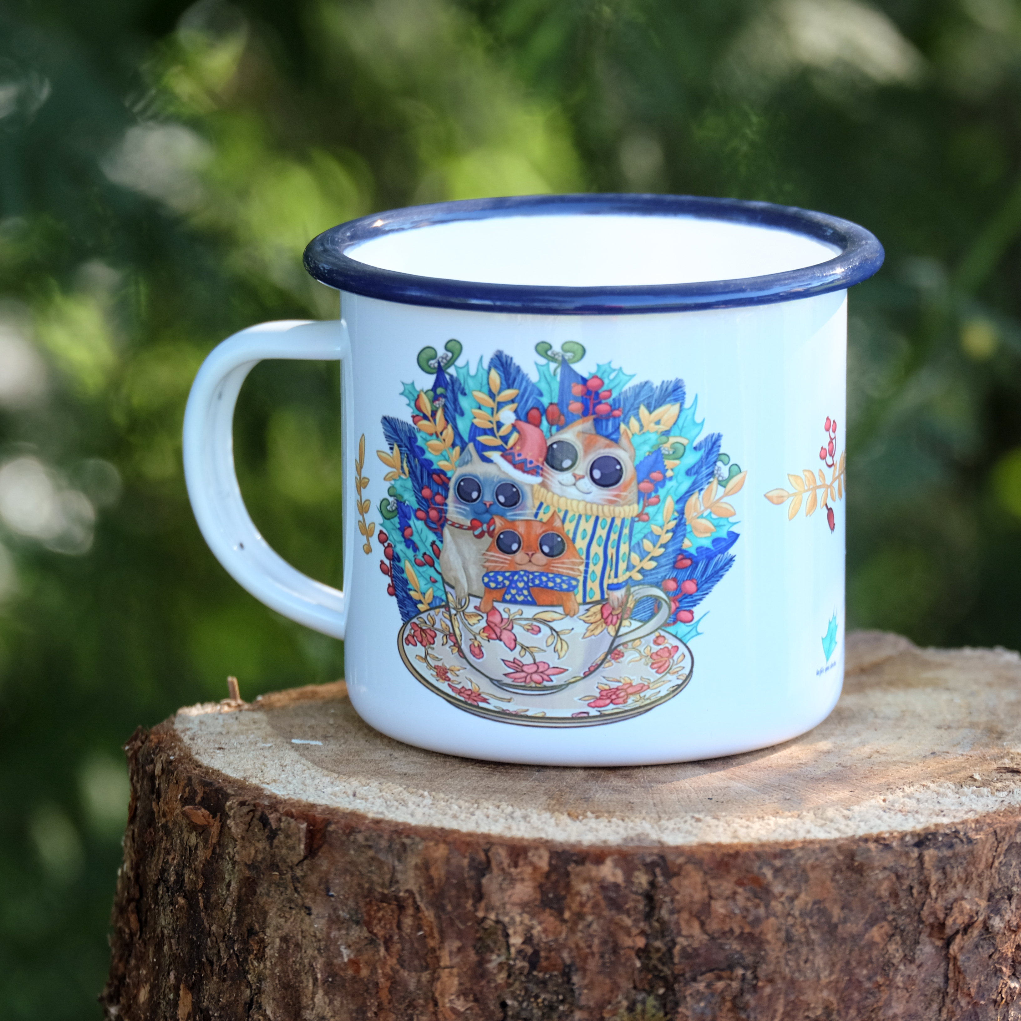 Tasse émaillé "Le trio miaou"