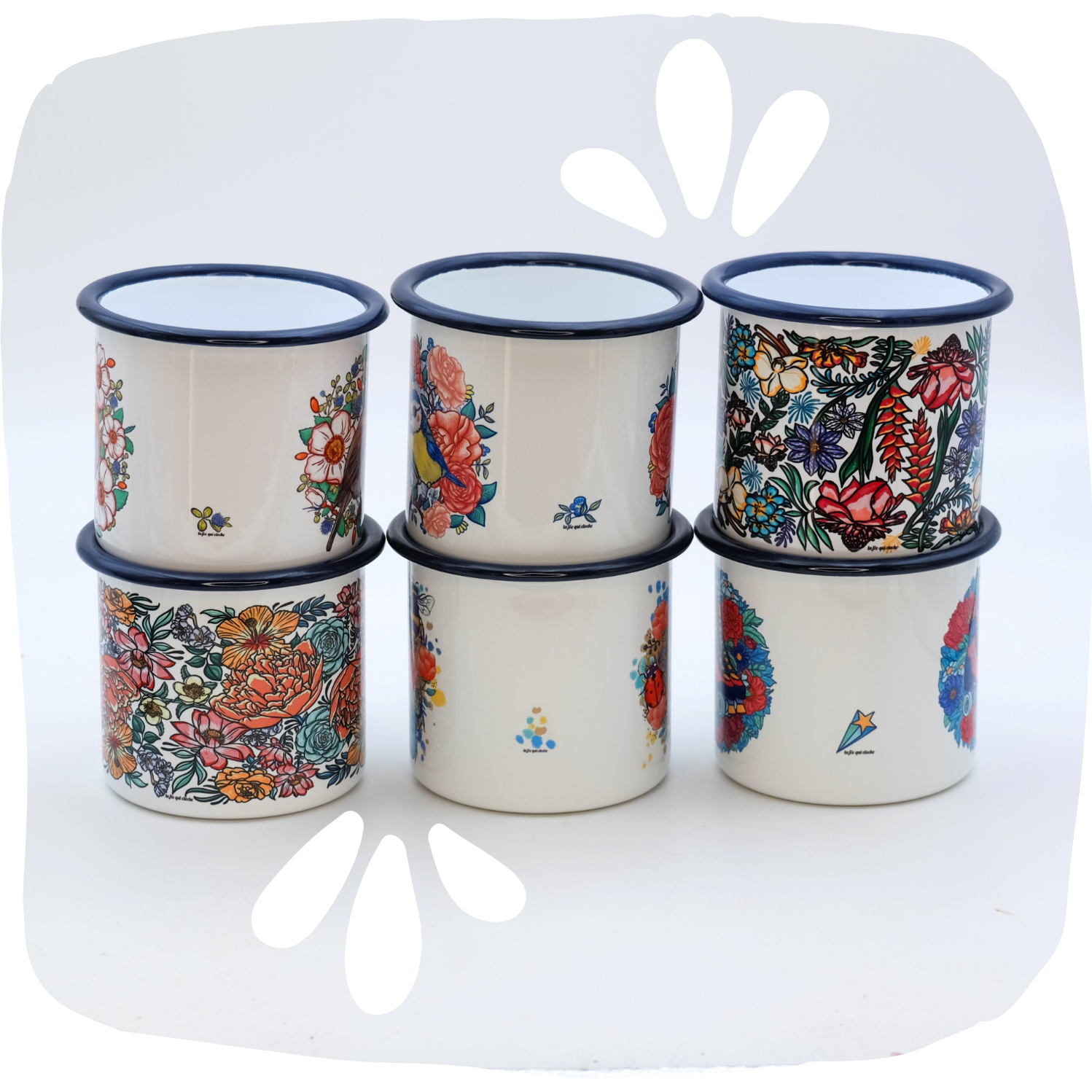 Tasse émaillé "Flower Power 03"