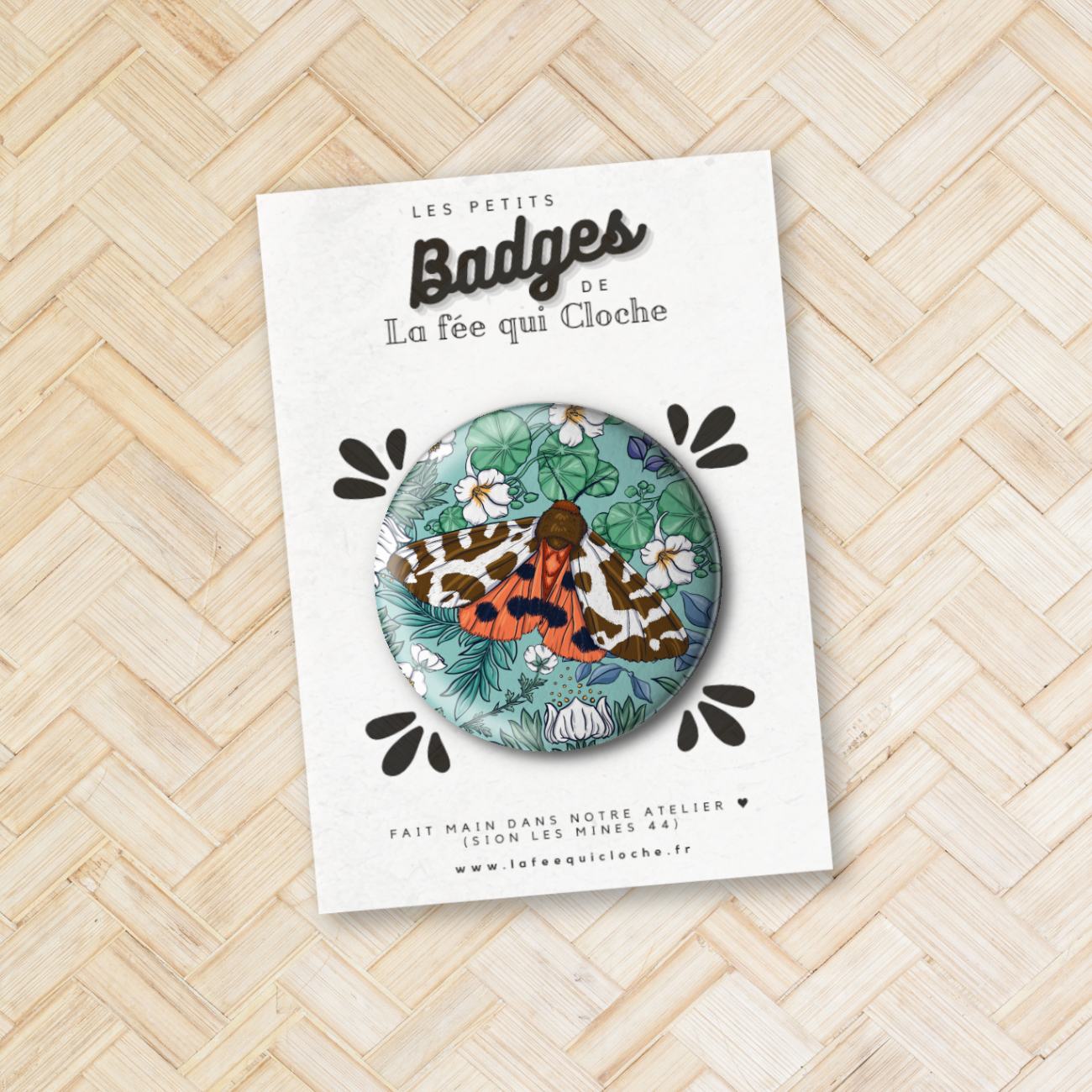 Badge "Papillon Ecaille martre"