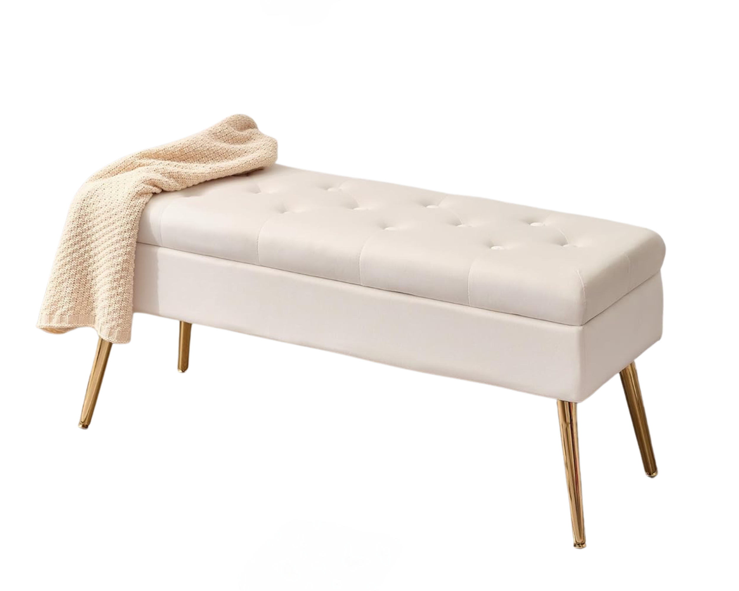 Ivory Velvet Bench
