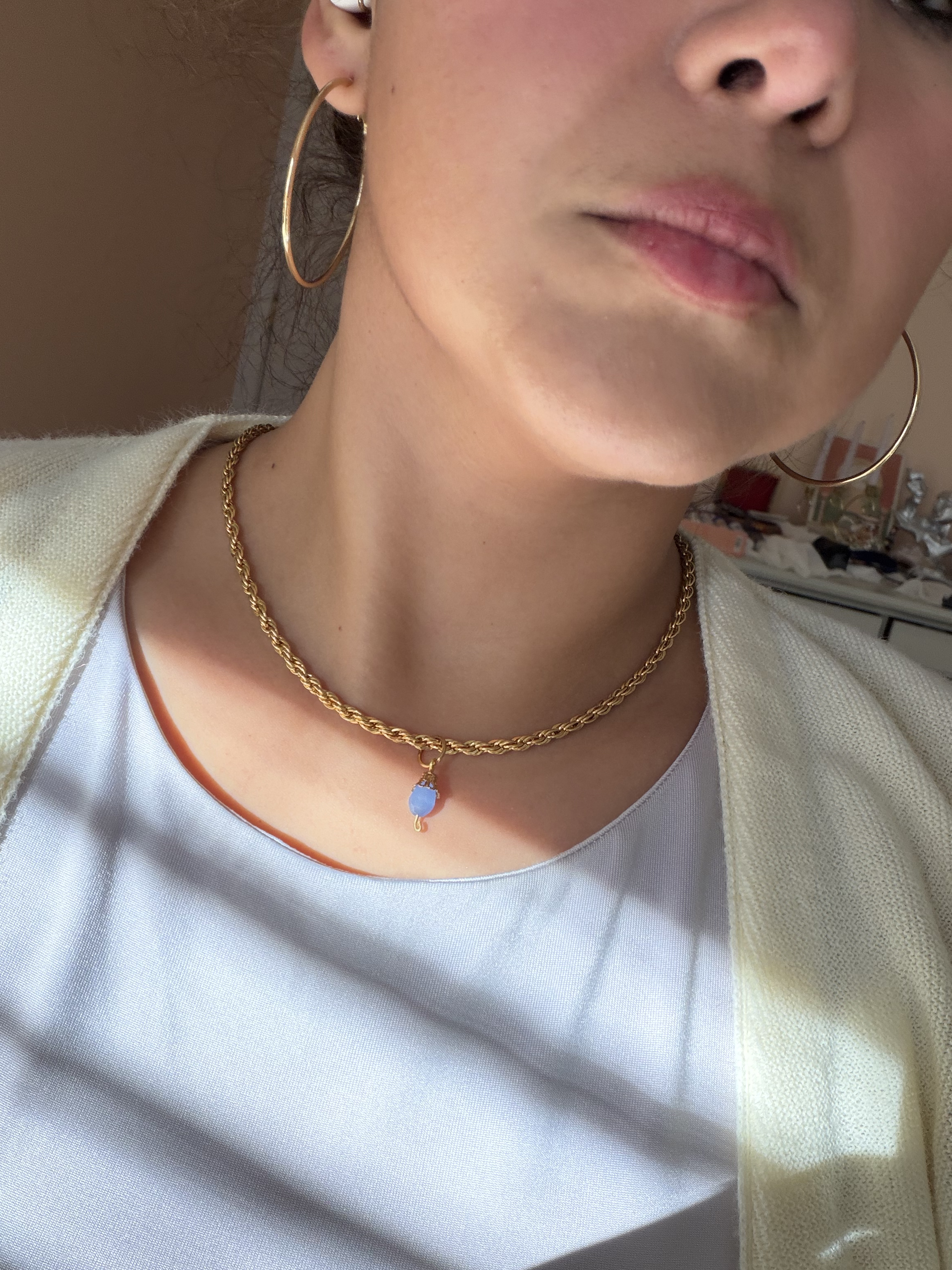 tranquility (blue) stone necklace with gold chain