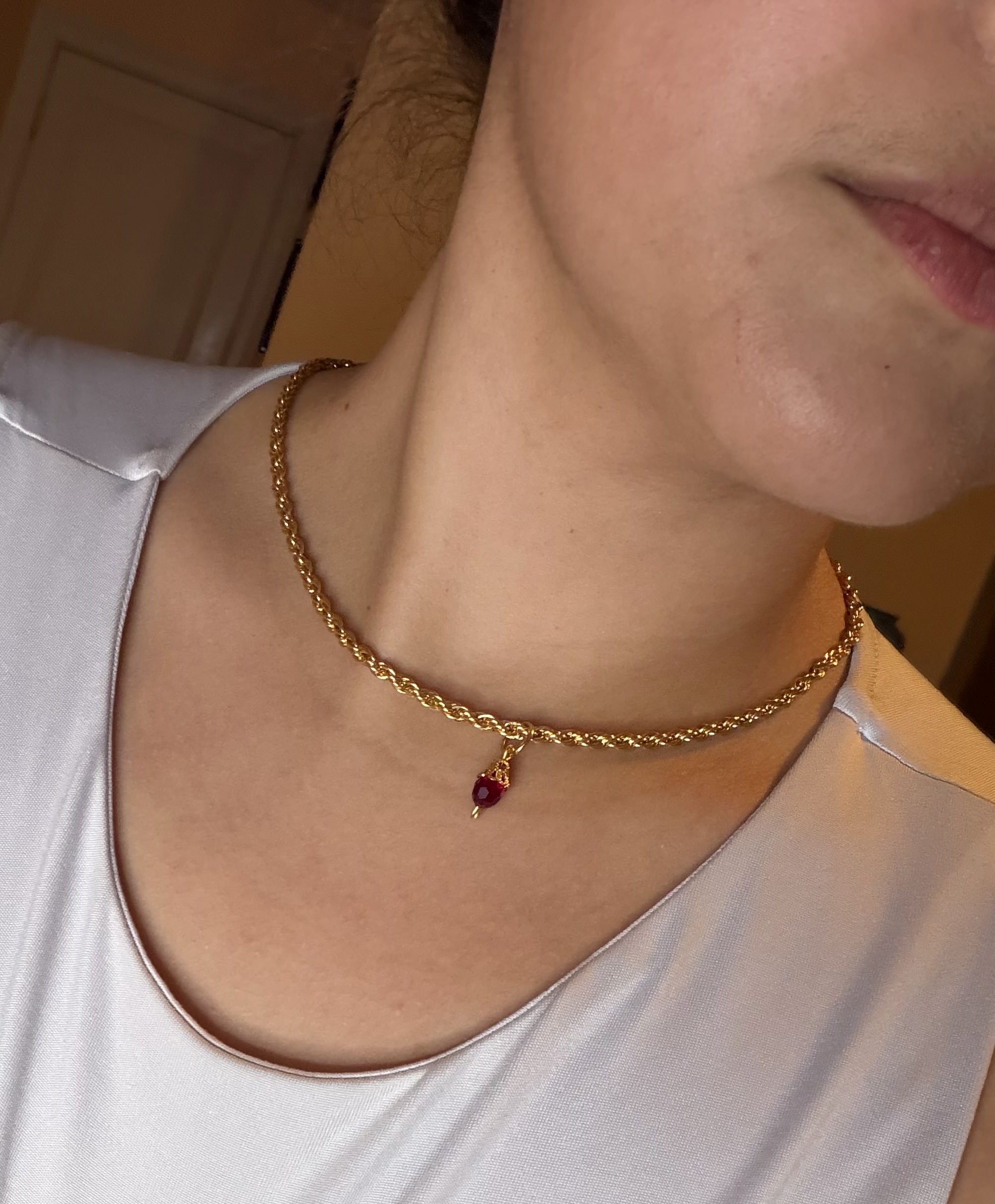 feminine power (red) stone necklace w/ gold chain