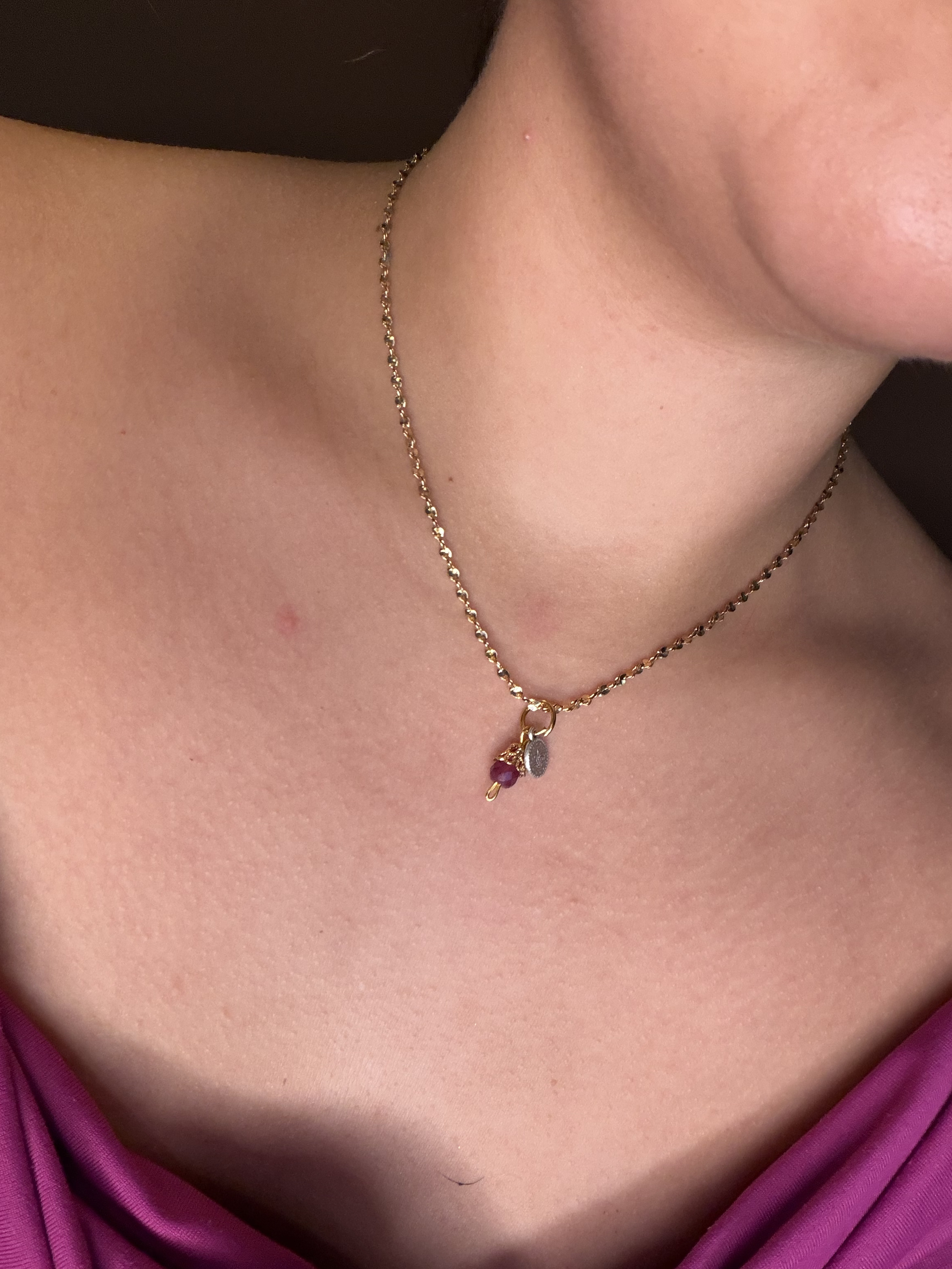 Pink Jade Coin Necklace