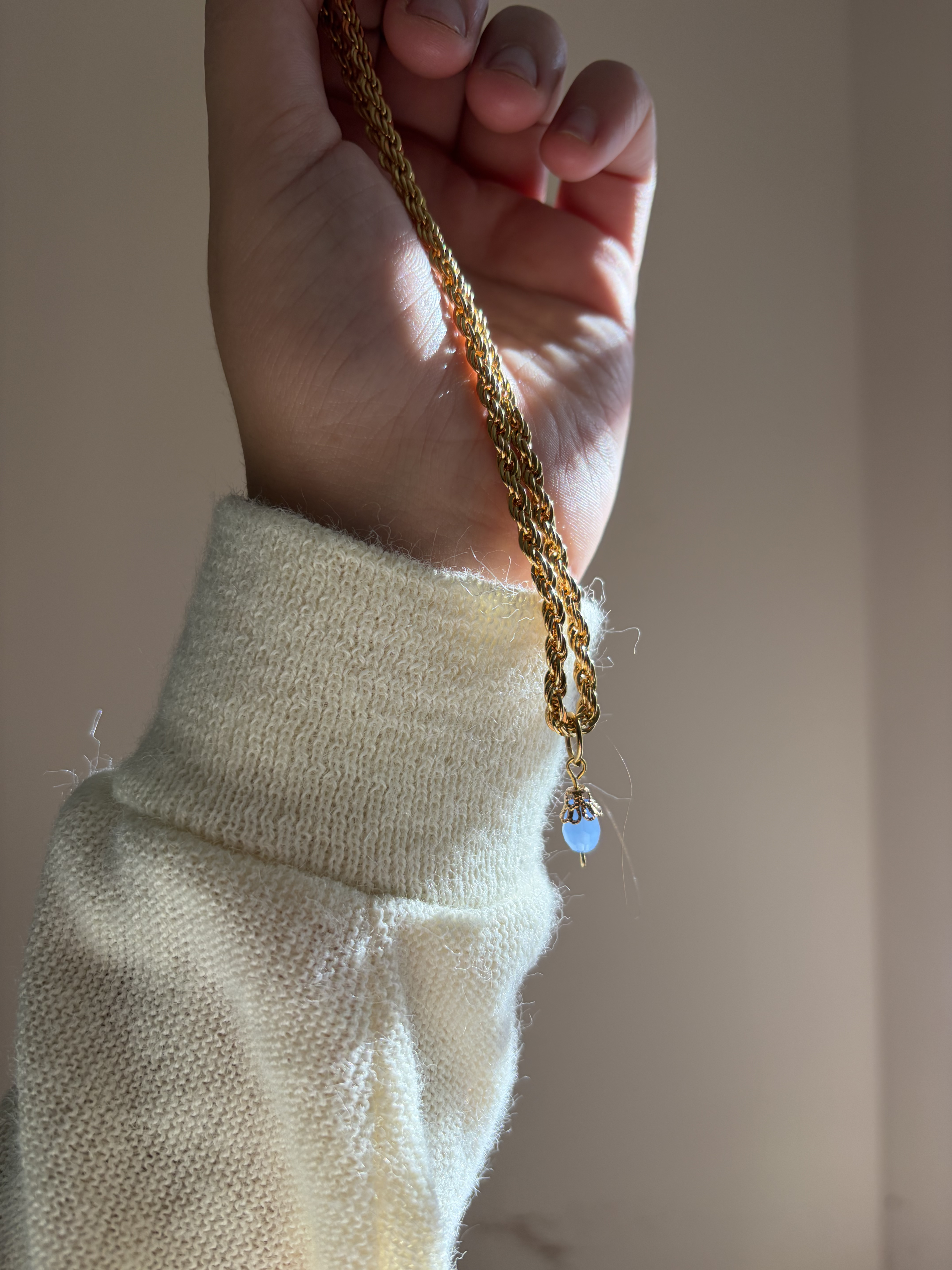 tranquility (blue) stone necklace with gold chain