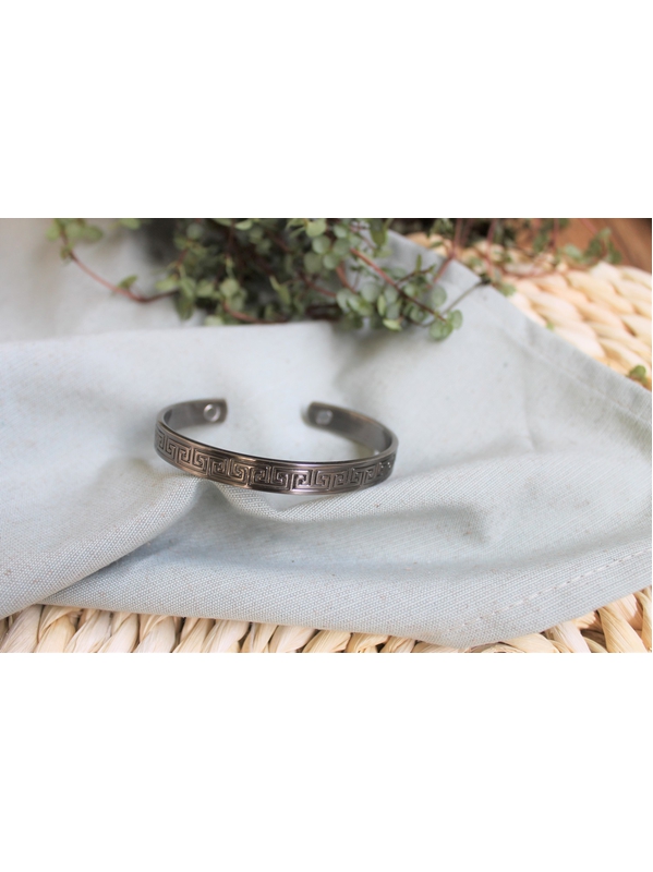 Bracelet cuivre avec Aimants Jonc finition métal argenté