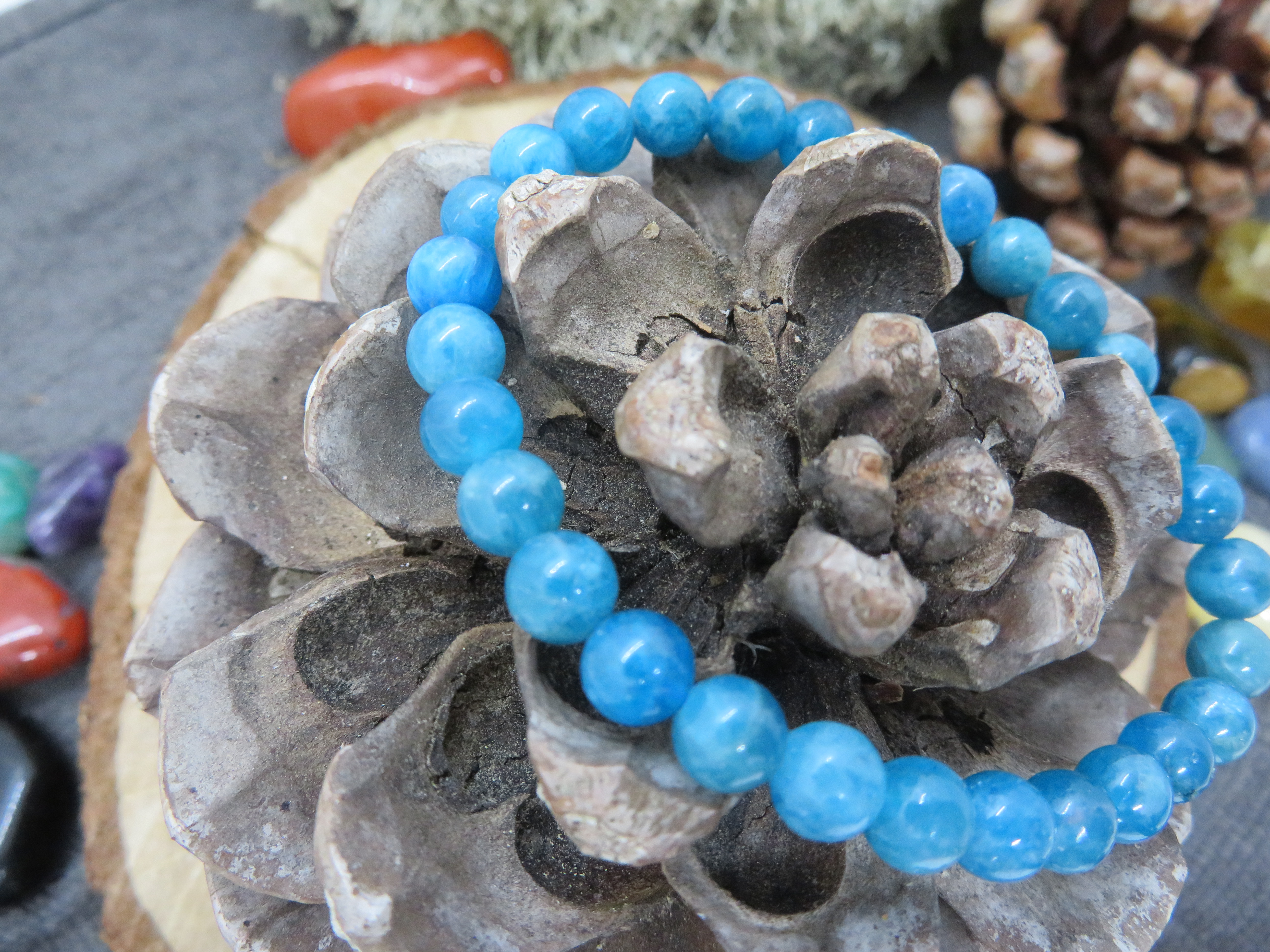 Bracelet apatite bleue AA 06mm 