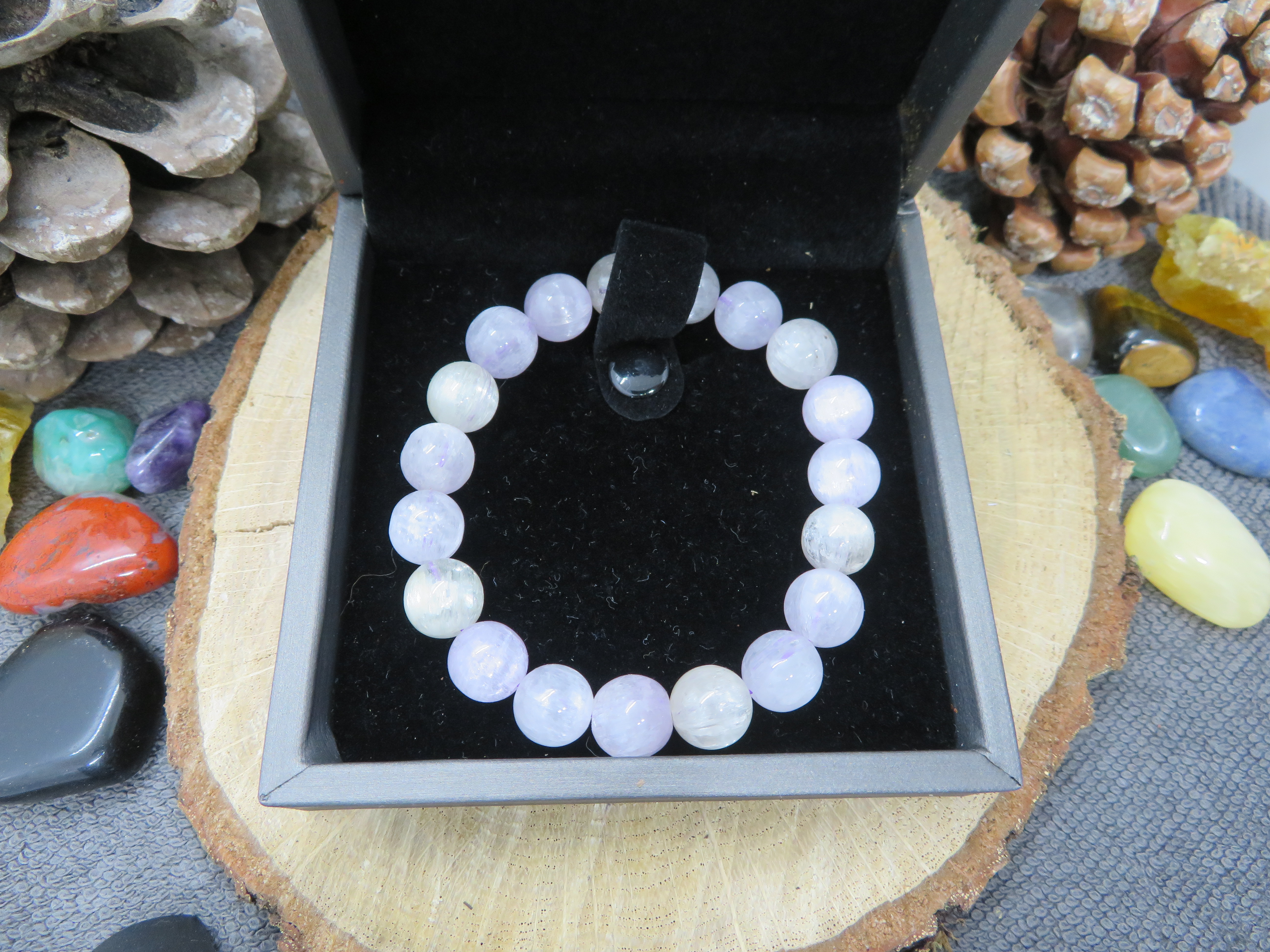 Bracelet de collection N°0131 kunzite multicolore Madagascar AA+ 37.30g