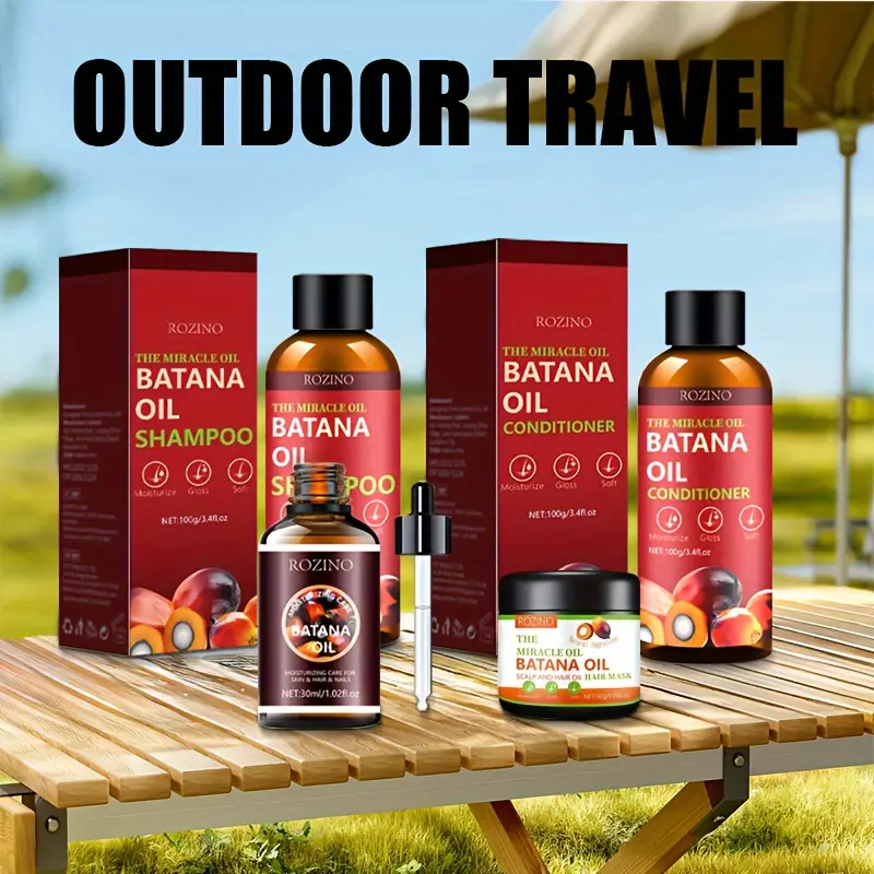 Kit de Cuidado del Cabello Rozino Batana de 4 Piezas - Hidratante y Nutritivo para Cabello Seco y Encrespado