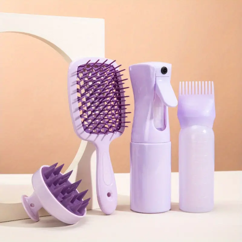 Set de Cuidado Capilar de 4 Piezas - Accesorios de Salón Morado