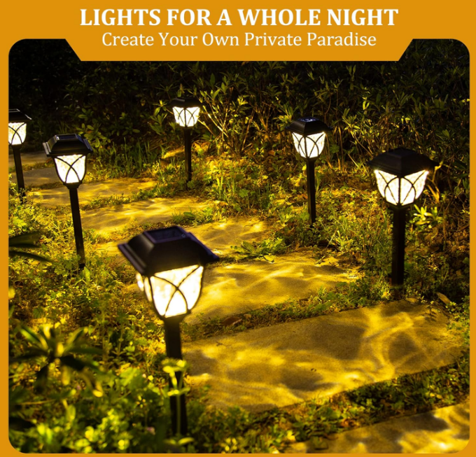 Solar Lights Outdoor Waterproof, 6 Pack LED Solar Garden Lights, Solar Lights for Outside, Garden Decor for Yard, Patio, Landscape, Planter, Walkway (Warm White)