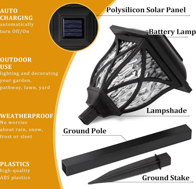 Solar Lights Outdoor Waterproof, 6 Pack LED Solar Garden Lights, Solar Lights for Outside, Garden Decor for Yard, Patio, Landscape, Planter, Walkway (Warm White)