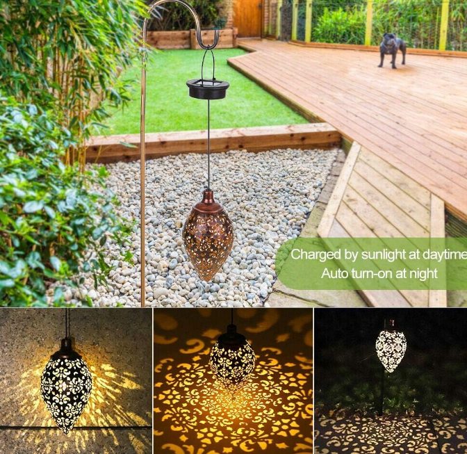 Hanging Solar Lights, Tomshine Solar Lantern LED Moroccan Garden Lights Metal Lamp Waterproof for Outdoor, Patio, Porch Hanging Decor