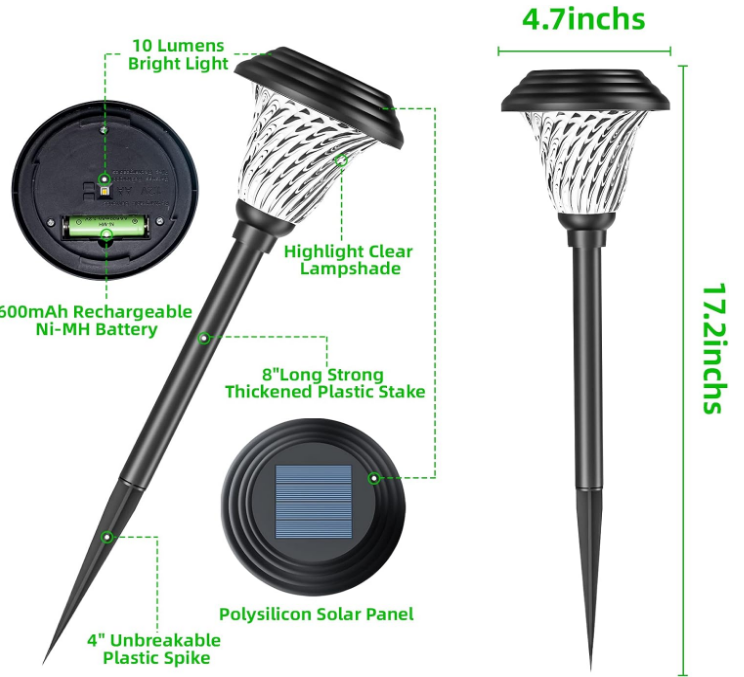 Outdoor Lights, IP65 Waterproof Solar Pathway Lights,12 Hrs Long-Lasting Landscape Lighting Solar Garden Lights