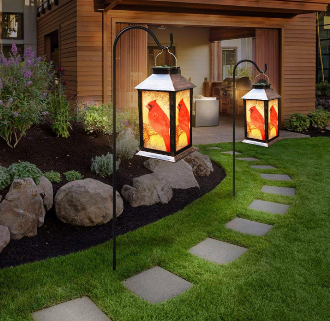 Solar Lanterns, Outdoor Hanging Lanterns Waterproof LED Solar Cardinal Lights Tabletop Lamp for Outdoor Patio Garden