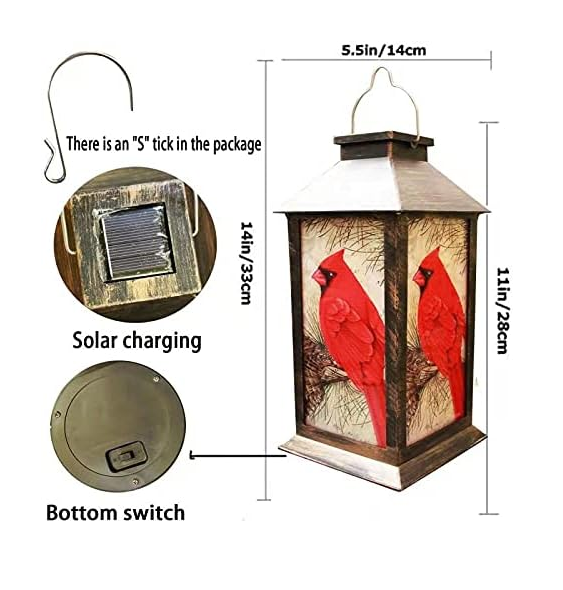 Solar Lanterns, Outdoor Hanging Lanterns Waterproof LED Solar Cardinal Lights Tabletop Lamp for Outdoor Patio Garden