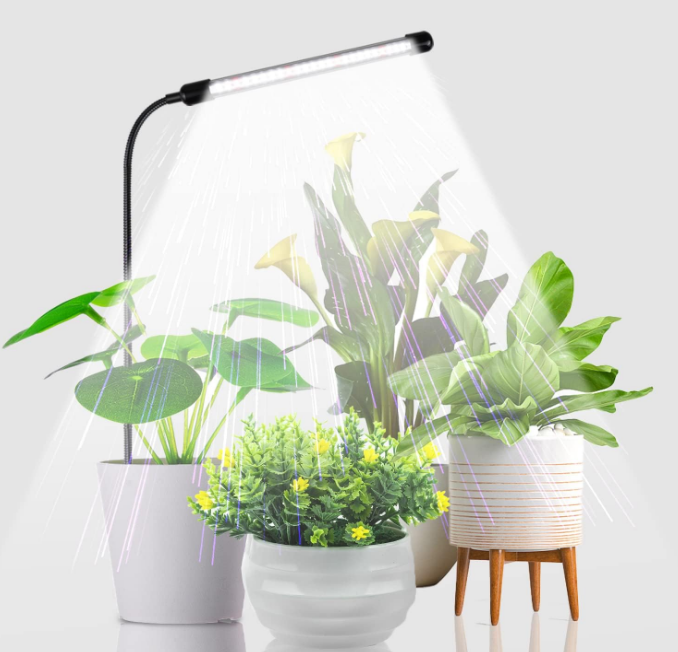 Juhefa Grow Light for Indoor Plants Growing, 6000K Full Spectrum Gooseneck Plant Lamp for Seedings Succulents Small Plants, Auto On/Off Timing & 5 Dimming, 1-PACK