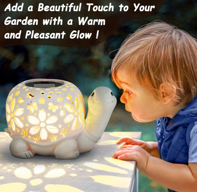 Solar Lantern Lights, Turtle Outdoor Lantern with Waterproof LED Garden Light, Decorative Lanterns Table Lamp for Patio Yard Garden Decor for Outside Clearance Gifts for Birthday Grandma