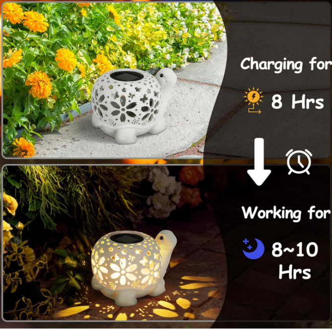 Solar Lantern Lights, Turtle Outdoor Lantern with Waterproof LED Garden Light, Decorative Lanterns Table Lamp for Patio Yard Garden Decor for Outside Clearance Gifts for Birthday Grandma
