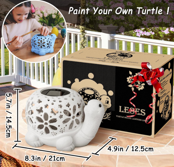 Solar Lantern Lights, Turtle Outdoor Lantern with Waterproof LED Garden Light, Decorative Lanterns Table Lamp for Patio Yard Garden Decor for Outside Clearance Gifts for Birthday Grandma