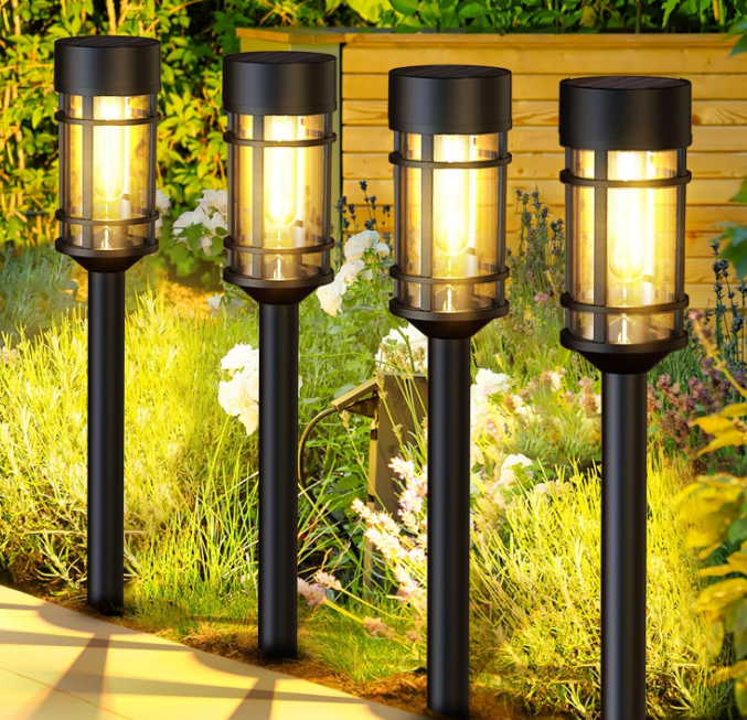 Solar Pathway Lights 8 Pack, Bright Solar Lights Outdoor Waterproof IP65, LED Solar Garden Lights Metal Landscape Lighting for Yard, Path, Driveway