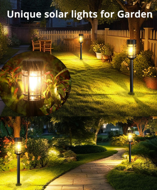 Solar Pathway Lights 8 Pack, Bright Solar Lights Outdoor Waterproof IP65, LED Solar Garden Lights Metal Landscape Lighting for Yard, Path, Driveway