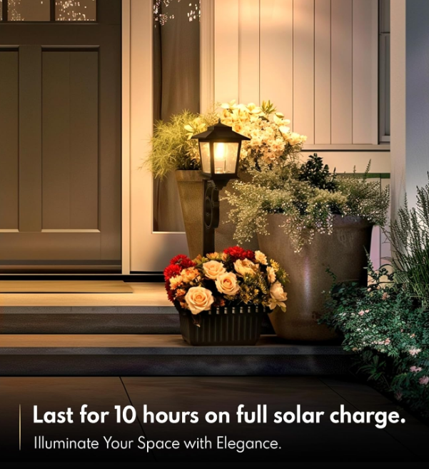 Outdoor Flower Pots 2 in 1, Outdoor Planter, Solar Lamp Post Lights Outdoor, Wall Mount or Freestanding Waterproof Solar Post Decorative Lamp for Lawn Patio Front/Back Door（Flowers not Included）