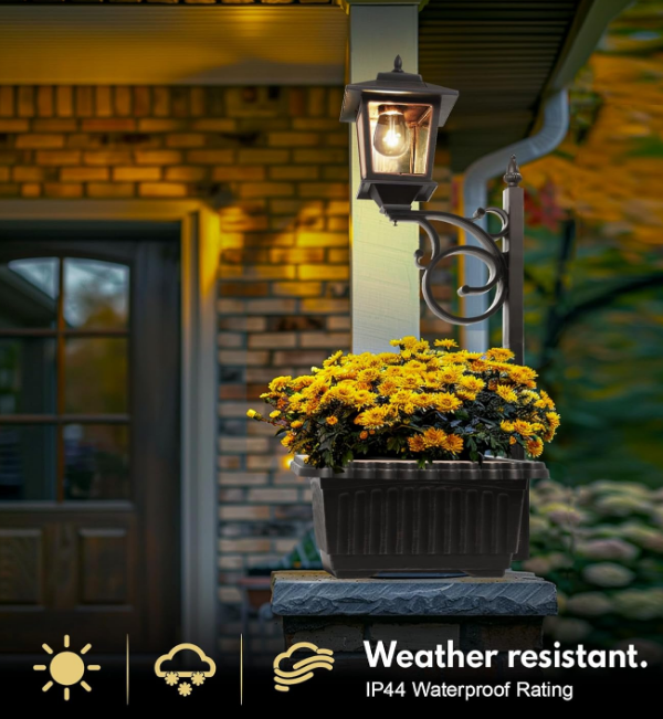 Outdoor Flower Pots 2 in 1, Outdoor Planter, Solar Lamp Post Lights Outdoor, Wall Mount or Freestanding Waterproof Solar Post Decorative Lamp for Lawn Patio Front/Back Door（Flowers not Included）