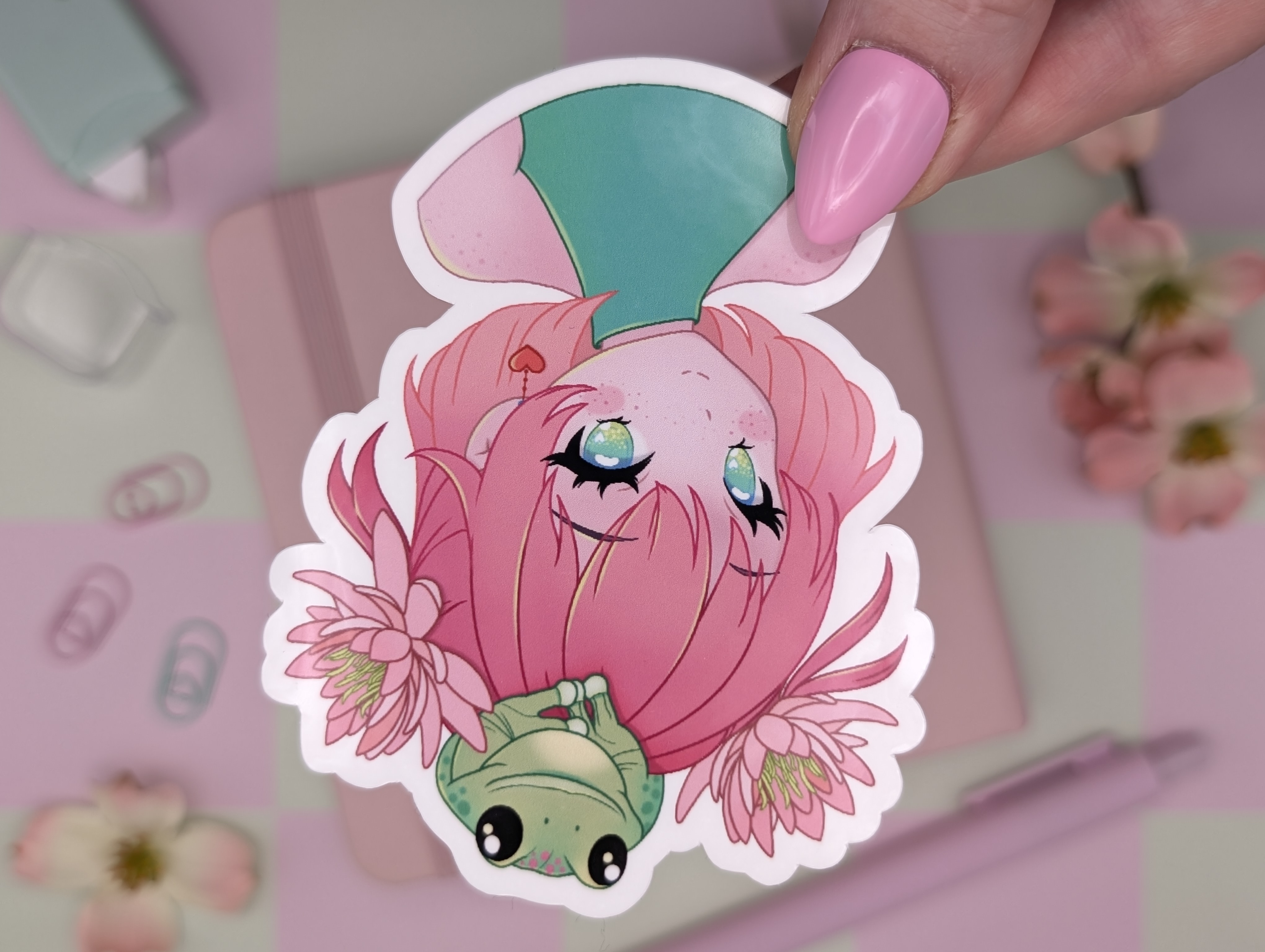 Frog Girl Sticker / Art Print