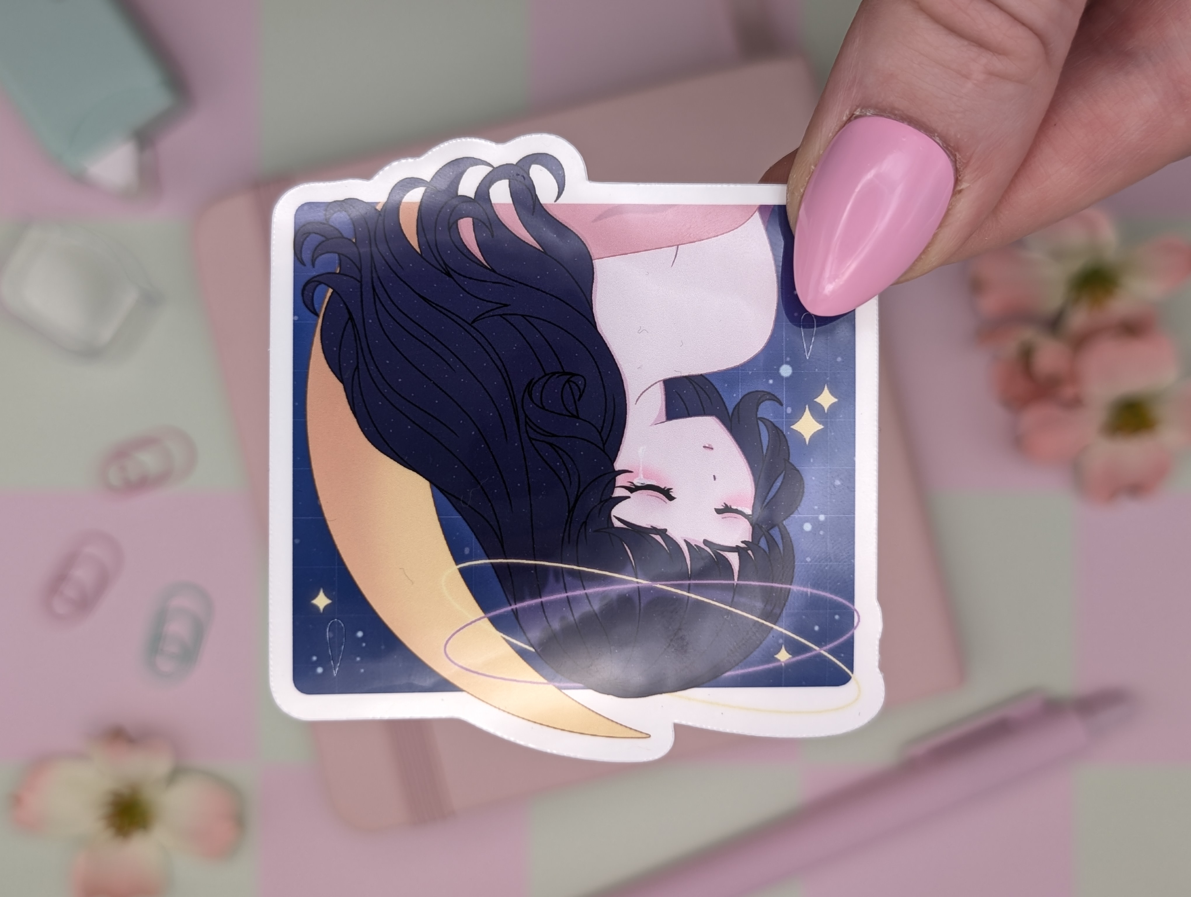 Moon Girl Sticker / Art Print