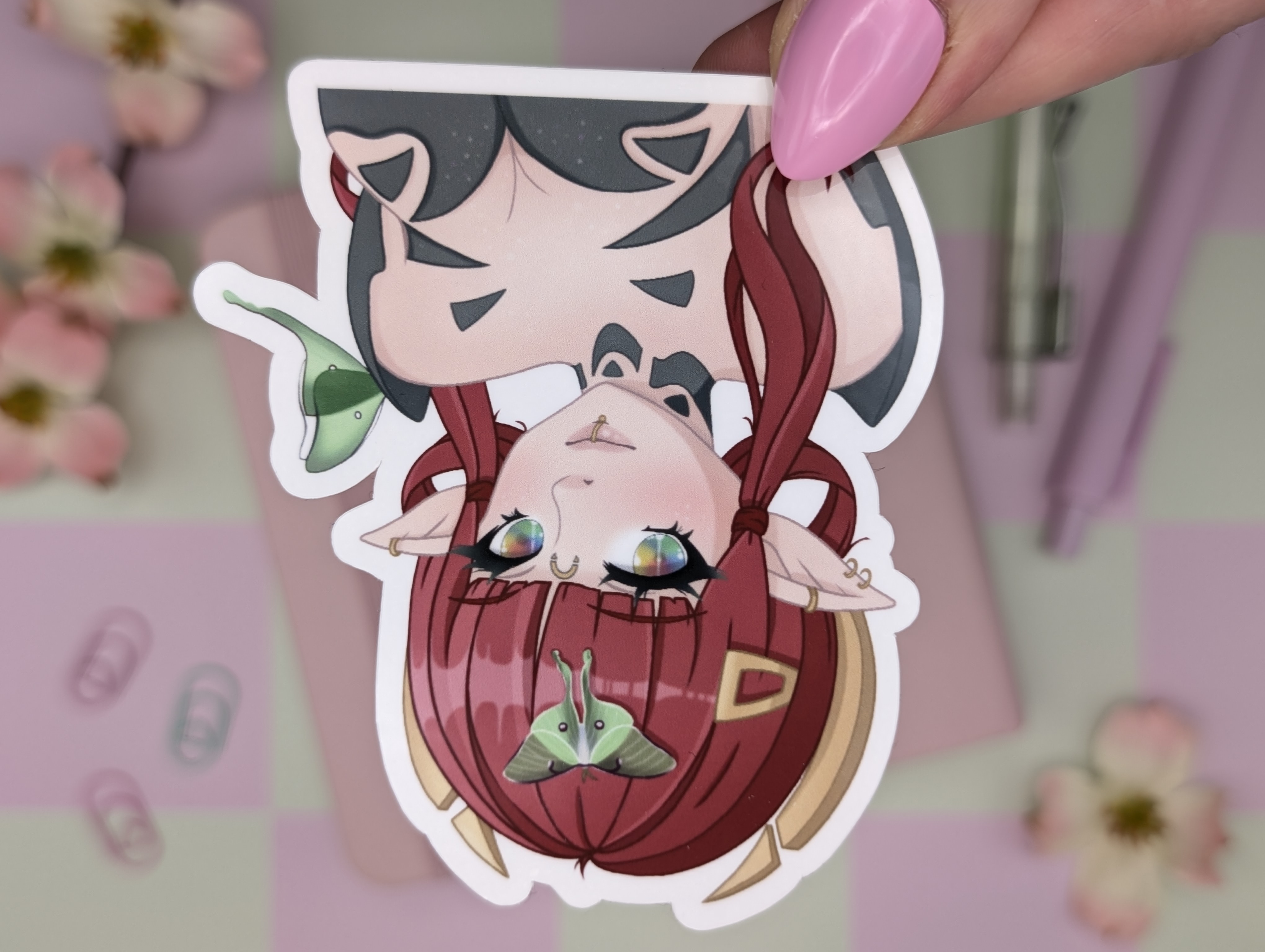 Celestial Moth Girl Sticker / Art Print