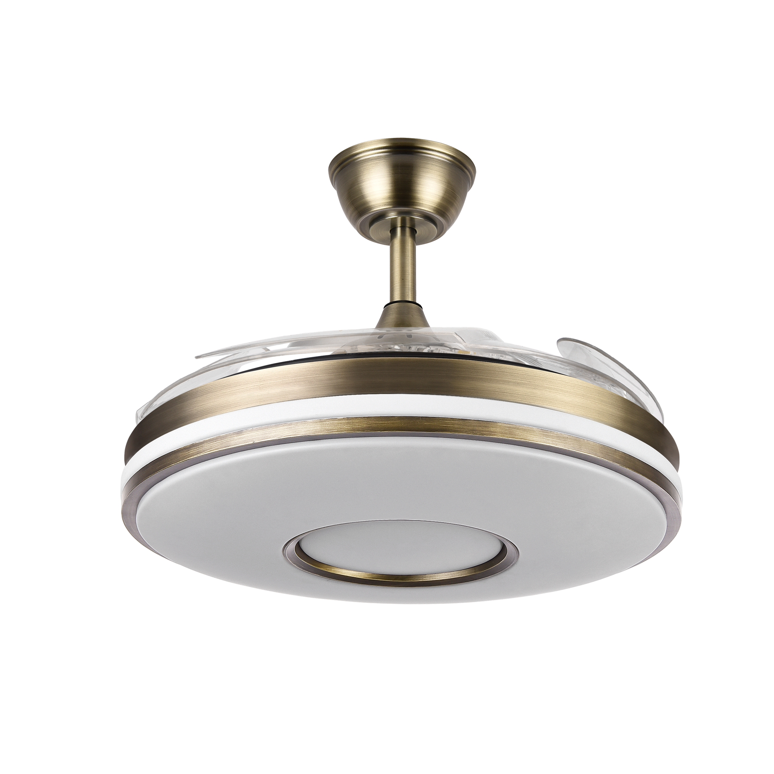 Ventilador Dani 59w 6980lm Cuero 4 Aspas Desplegables 106d 3000-4200-6500k Remoto, Reg.Intensidad, Memor. Y Tempor. 24