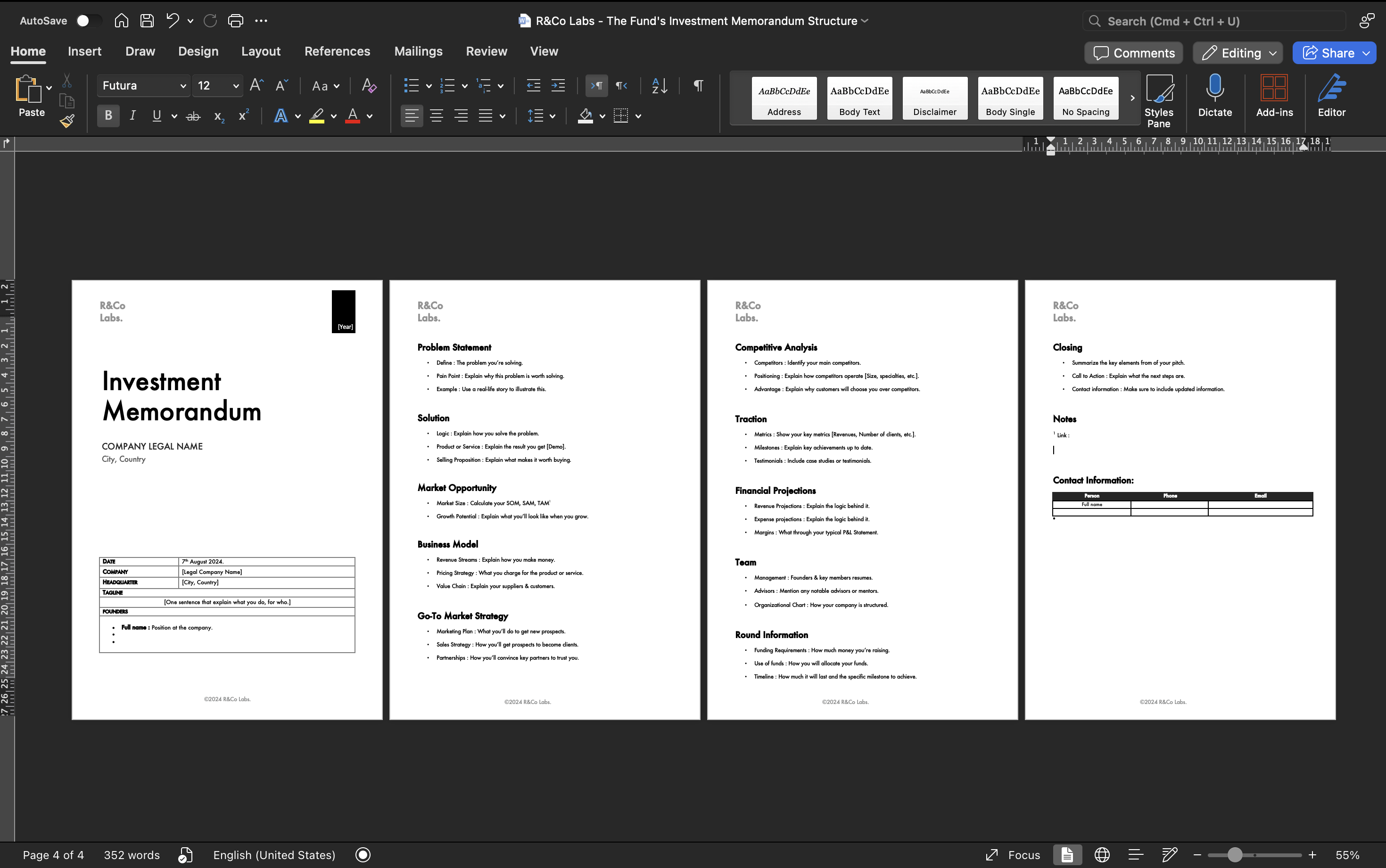 The Investment Memorandum Template