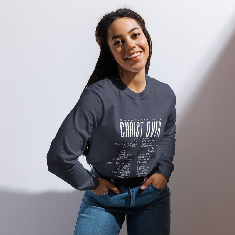 Unisex Christ Over Premium Long Sleeve Tee Dark Blends
