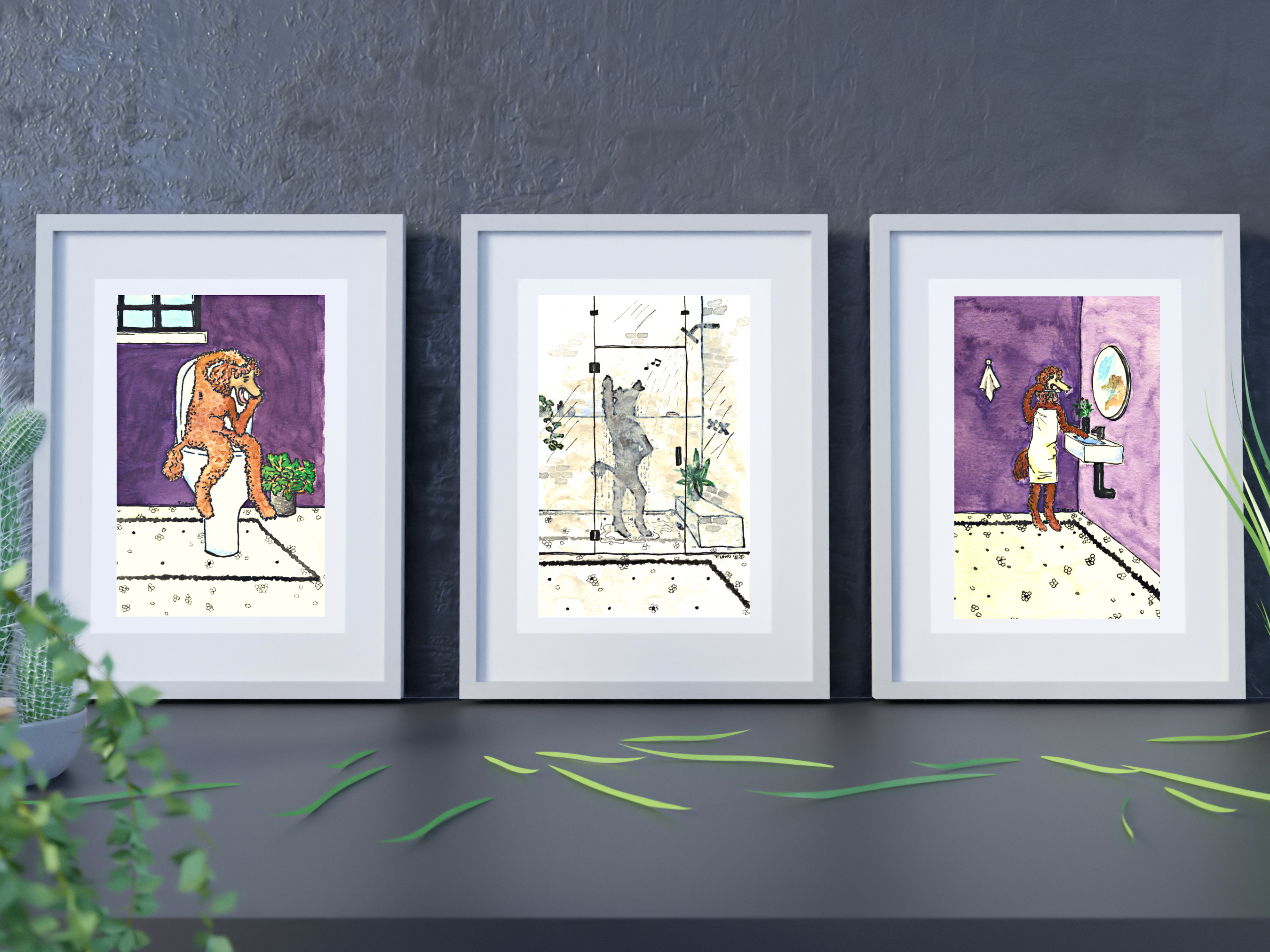 Humorous Poodle Bathroom Art Prints