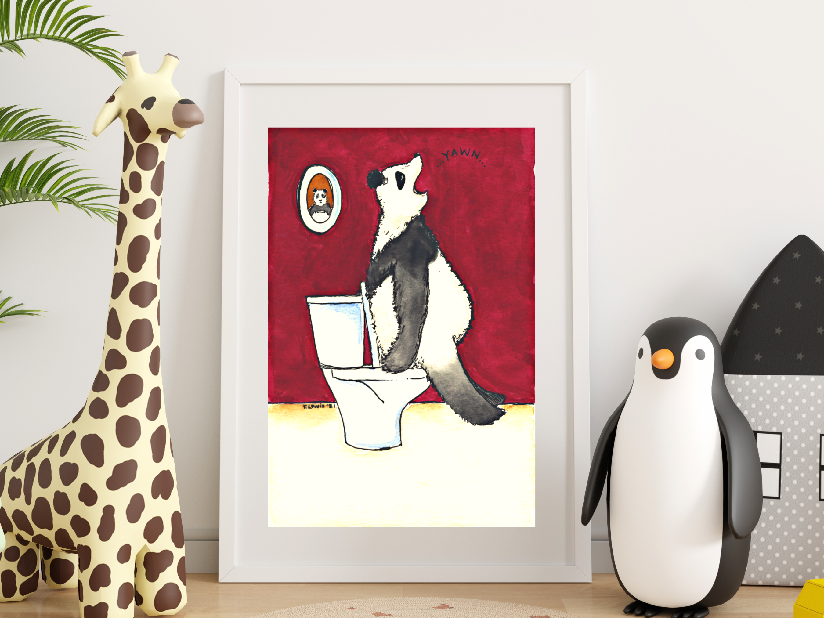 Humorous Panda Bathroom Art Prints
