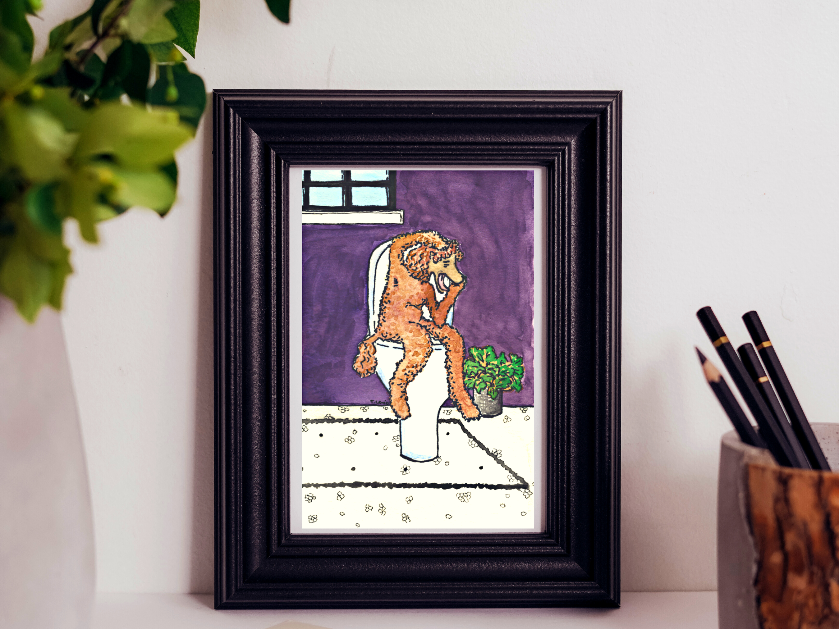 Humorous Poodle Bathroom Art Prints
