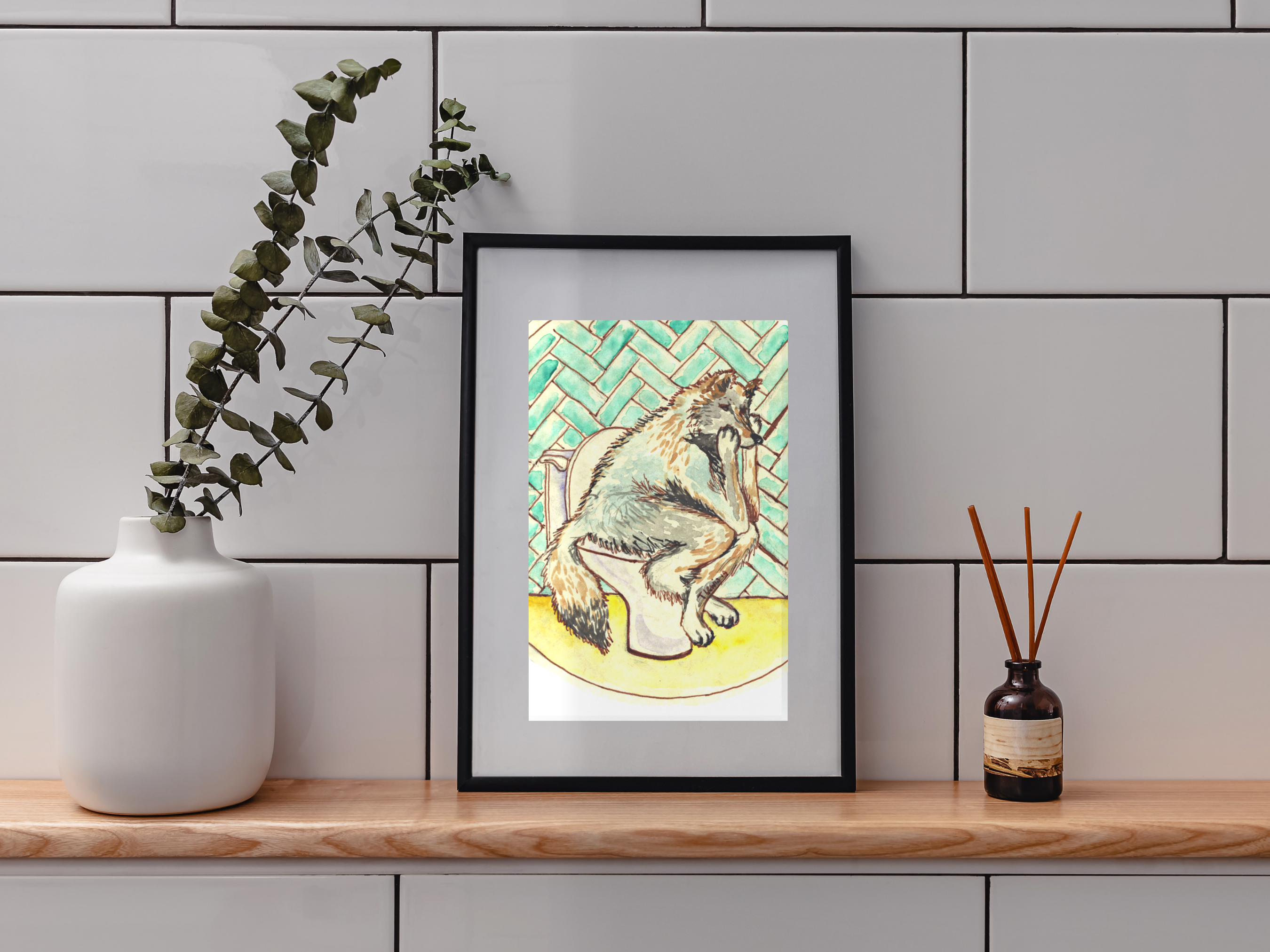 Humorous Wolf Bathroom Art Prints