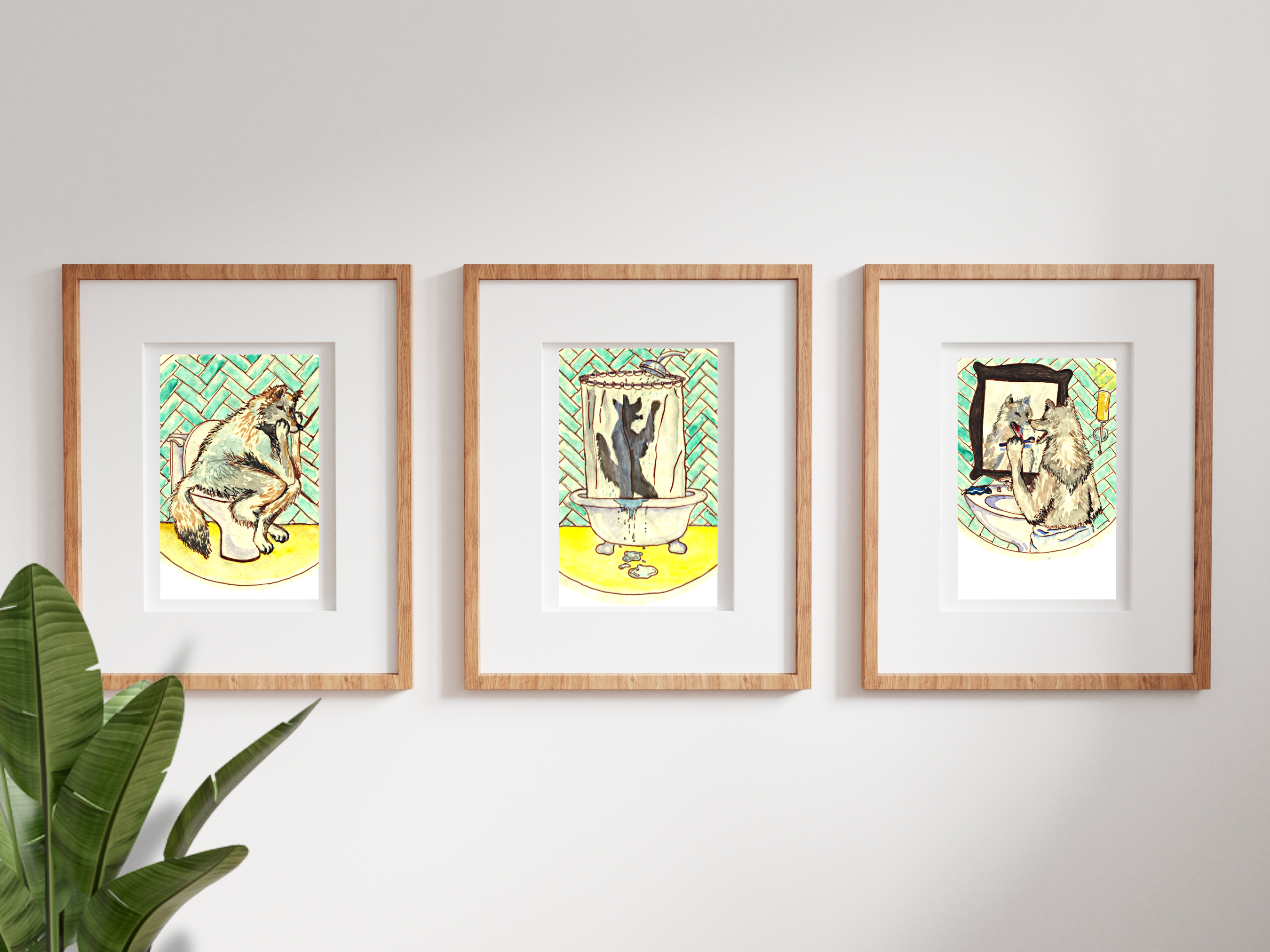 Humorous Wolf Bathroom Art Prints