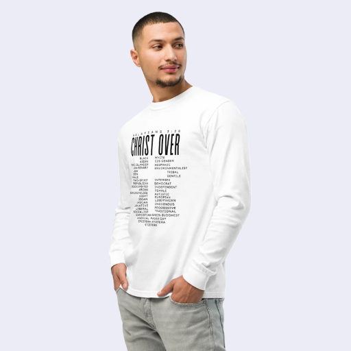 Unisex Christ Over Premium Long Sleeve Tee Light Blends