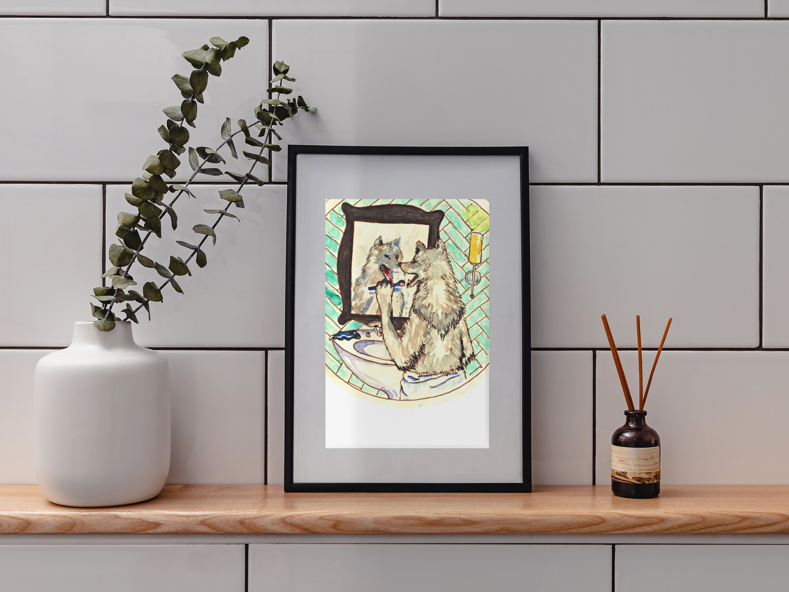 Humorous Wolf Bathroom Art Prints