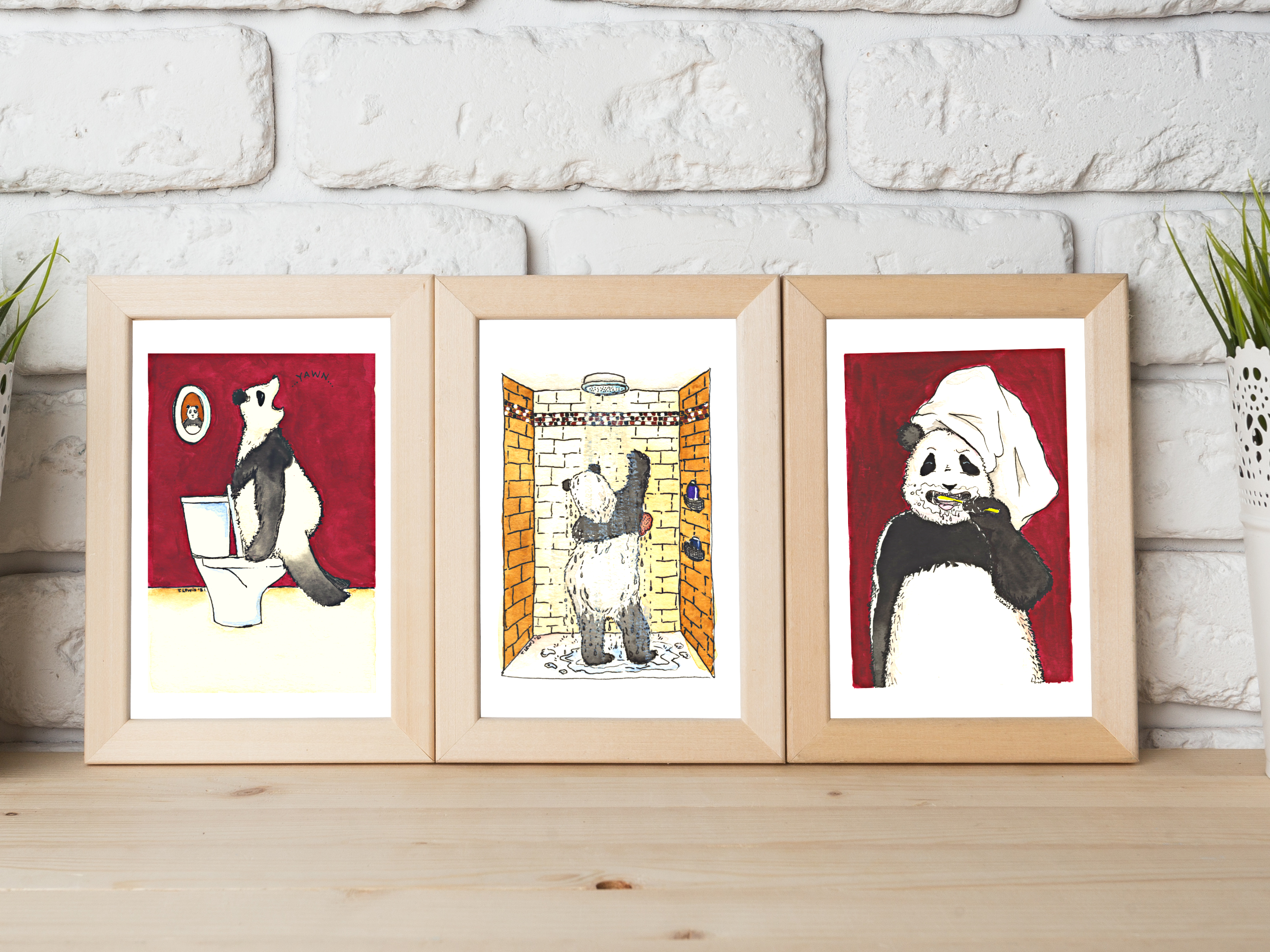 Humorous Panda Bathroom Art Prints