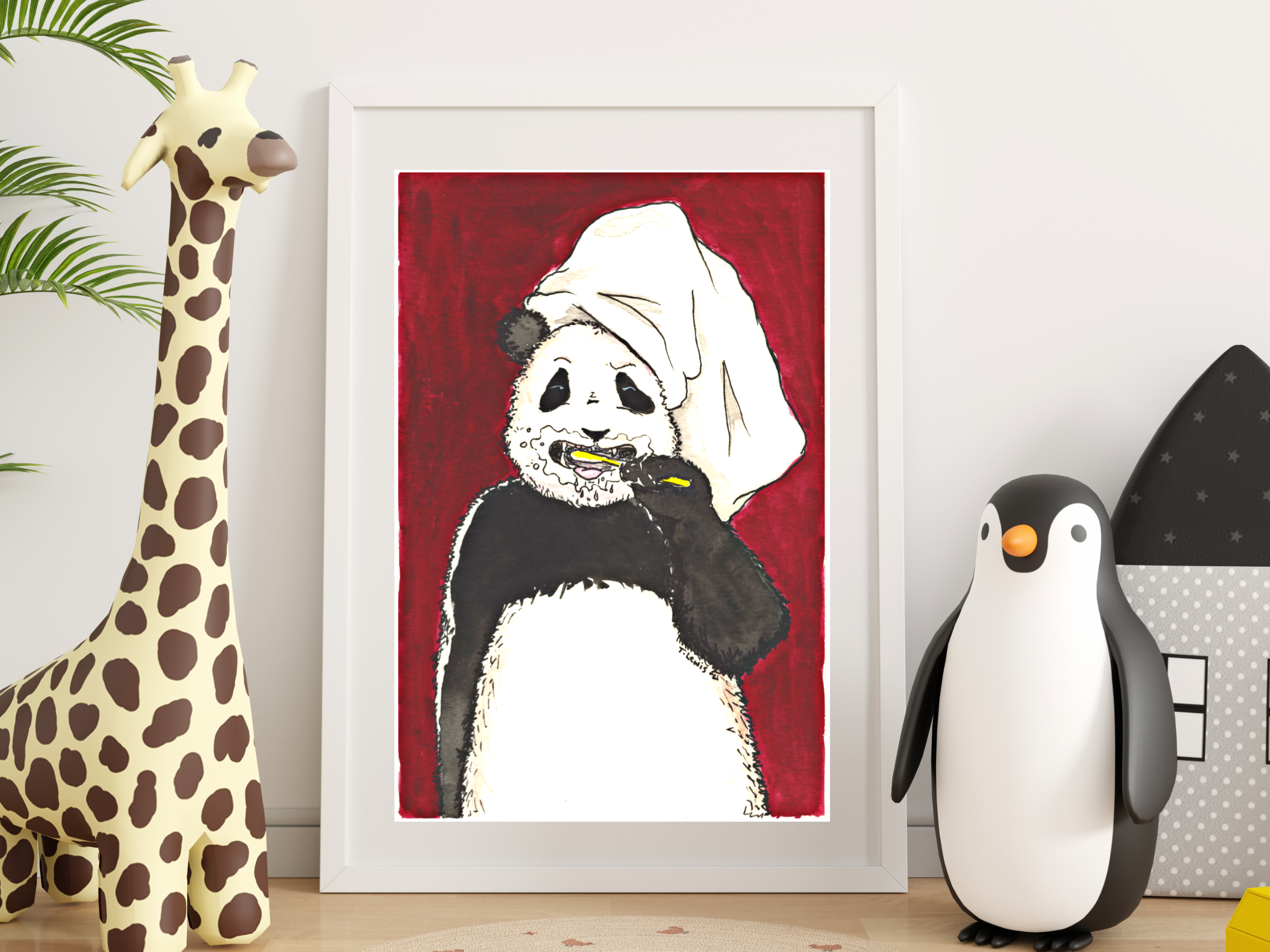 Humorous Panda Bathroom Art Prints