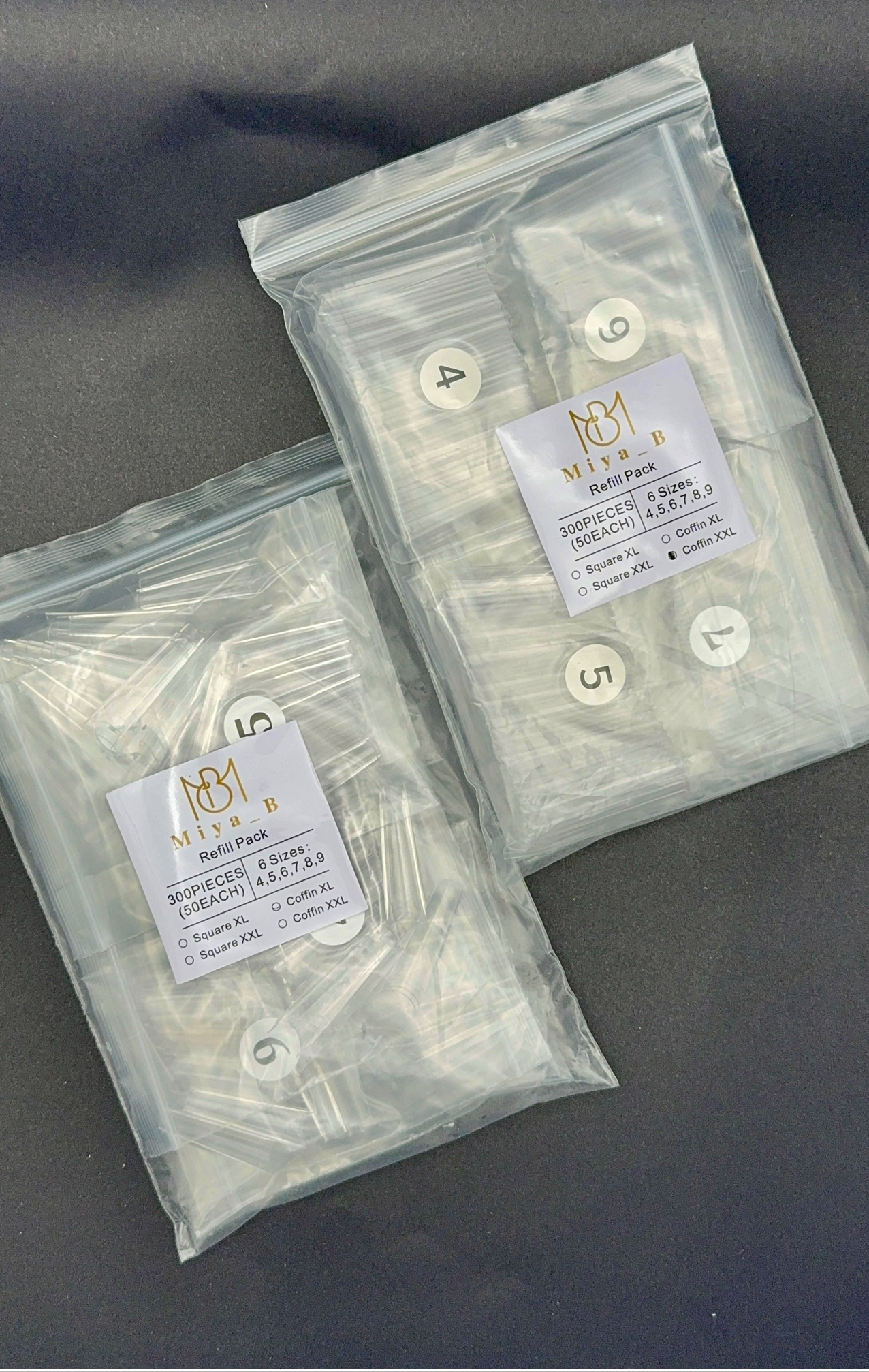 RE-FILL COFFIN NAIL TIP 300pc (size 4,5,6,7,8,9)