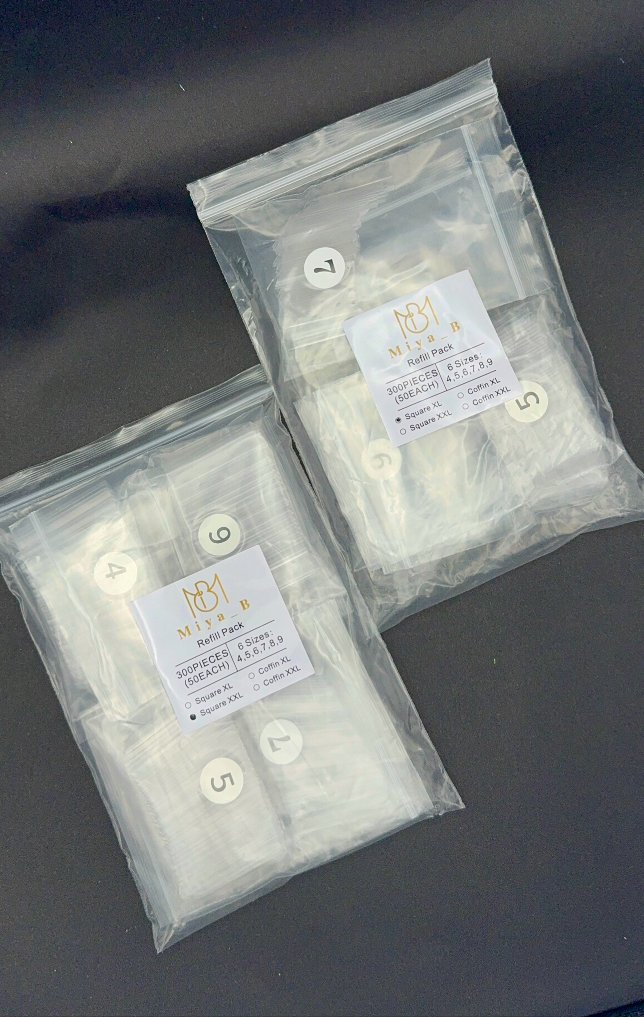 RE-FILL SQUARE NAIL TIP 300PC (SIZE 4,5,6,7,8,9)