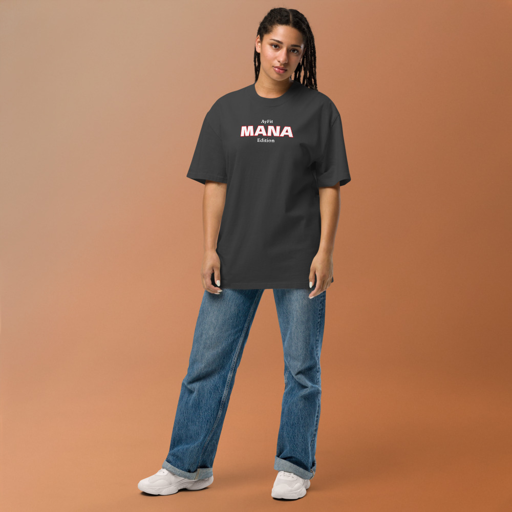 "MANA" Oversized Unisex Tee - Faded Black